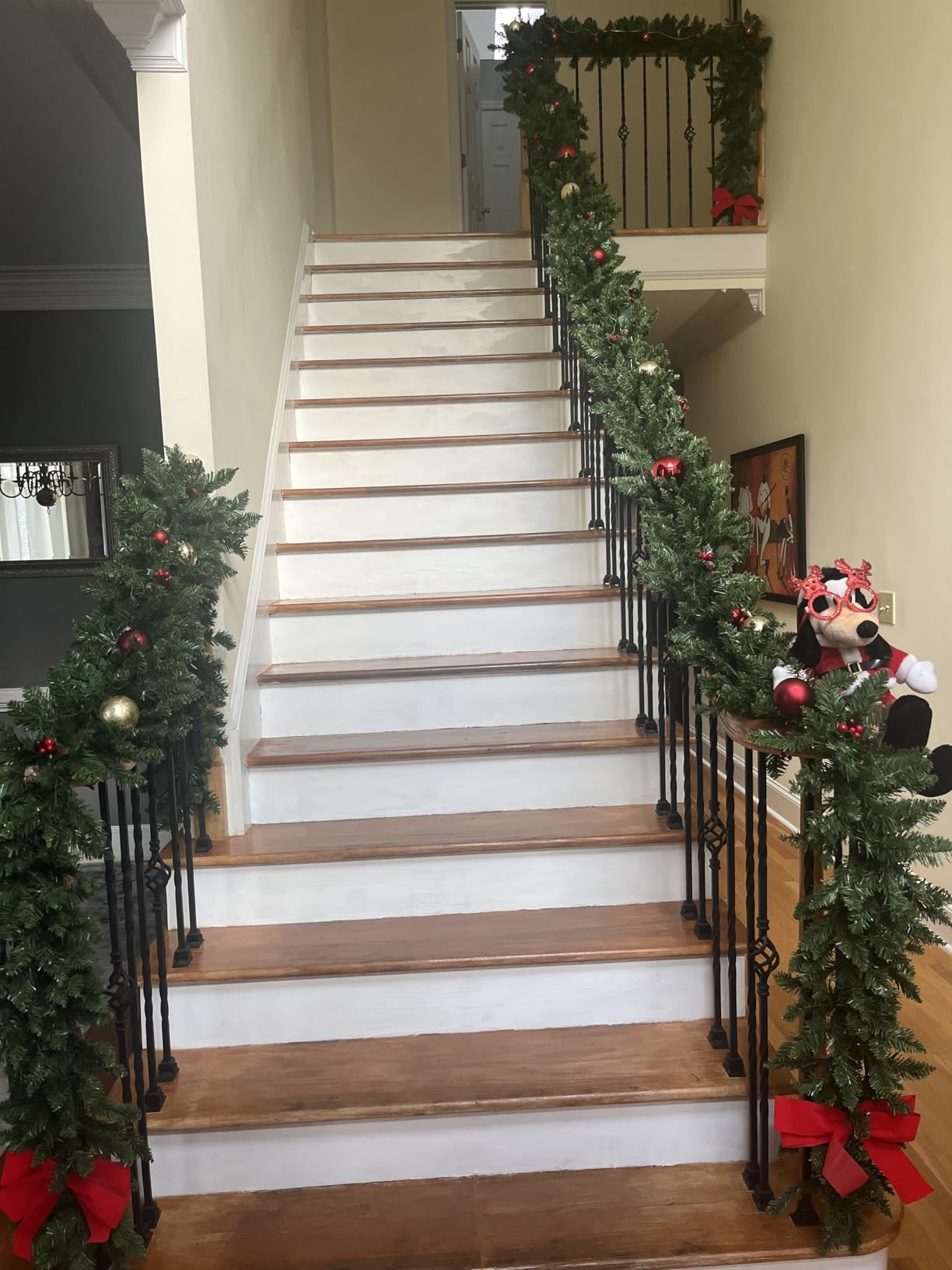 9 Feet Pre-Lit Christmas Garland, Mixed Pine Decorated with Frosted Berries, Pinecones, 50 LED with Timer, Battery Operated, for Mantle Staircase Indoor and Outdoor customer photo 2