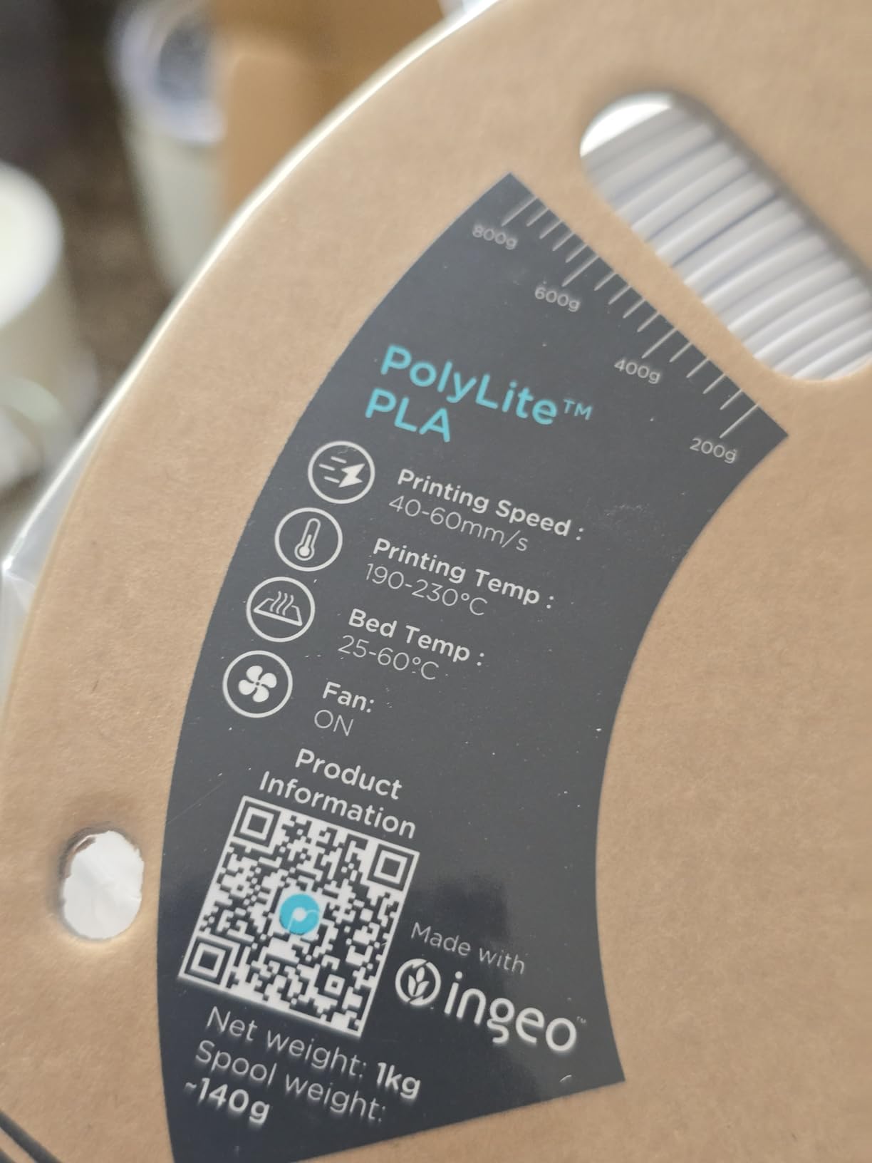 Polymaker PolyLite PLA Filament Black 1.75mm 1kg - Dimensional Accuracy +/- 0.03mm customer photo 1