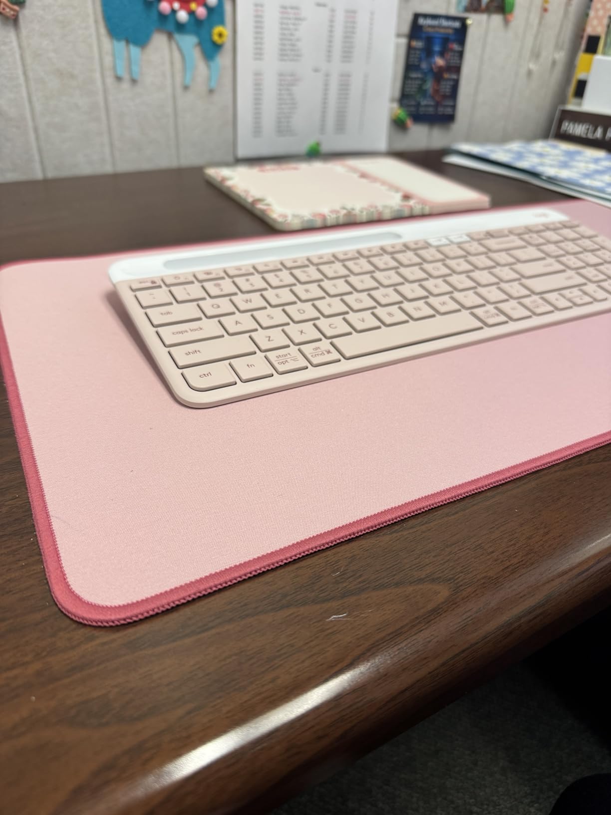 Logitech Desk Mat - Studio Series, Multifunctional Large Desk Pad, Extended Mouse Mat, Office Desk Protector with Anti-Slip Base, Spill-Resistant Durable Design, in Mid-Grey customer photo 2