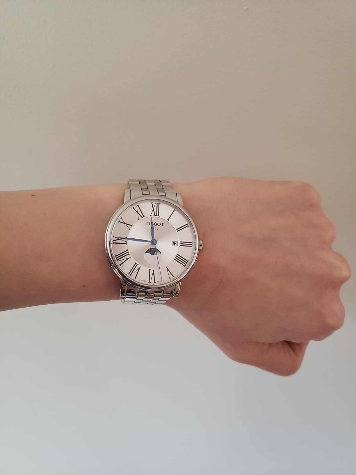 Mens Tissot Carson Premium Gent Moonphase 316L Stainless Steel case Swiss Quartz Watch, Grey, Stainless Steel customer photo 1