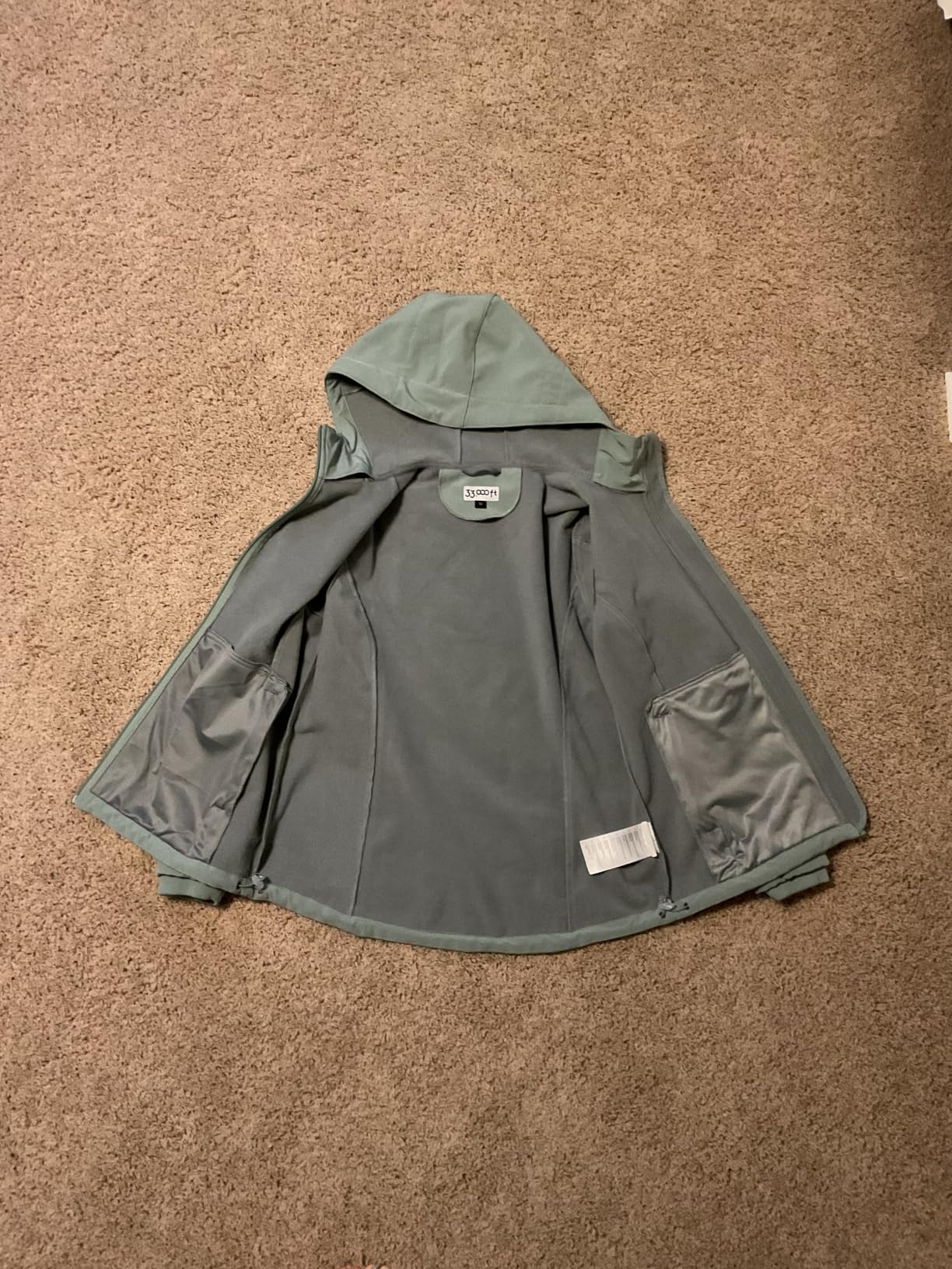 Women's Softshell Jacket, Fleece Lined Warm Jacket Light Hooded Windproof Coat for Outdoor Hiking customer photo 1
