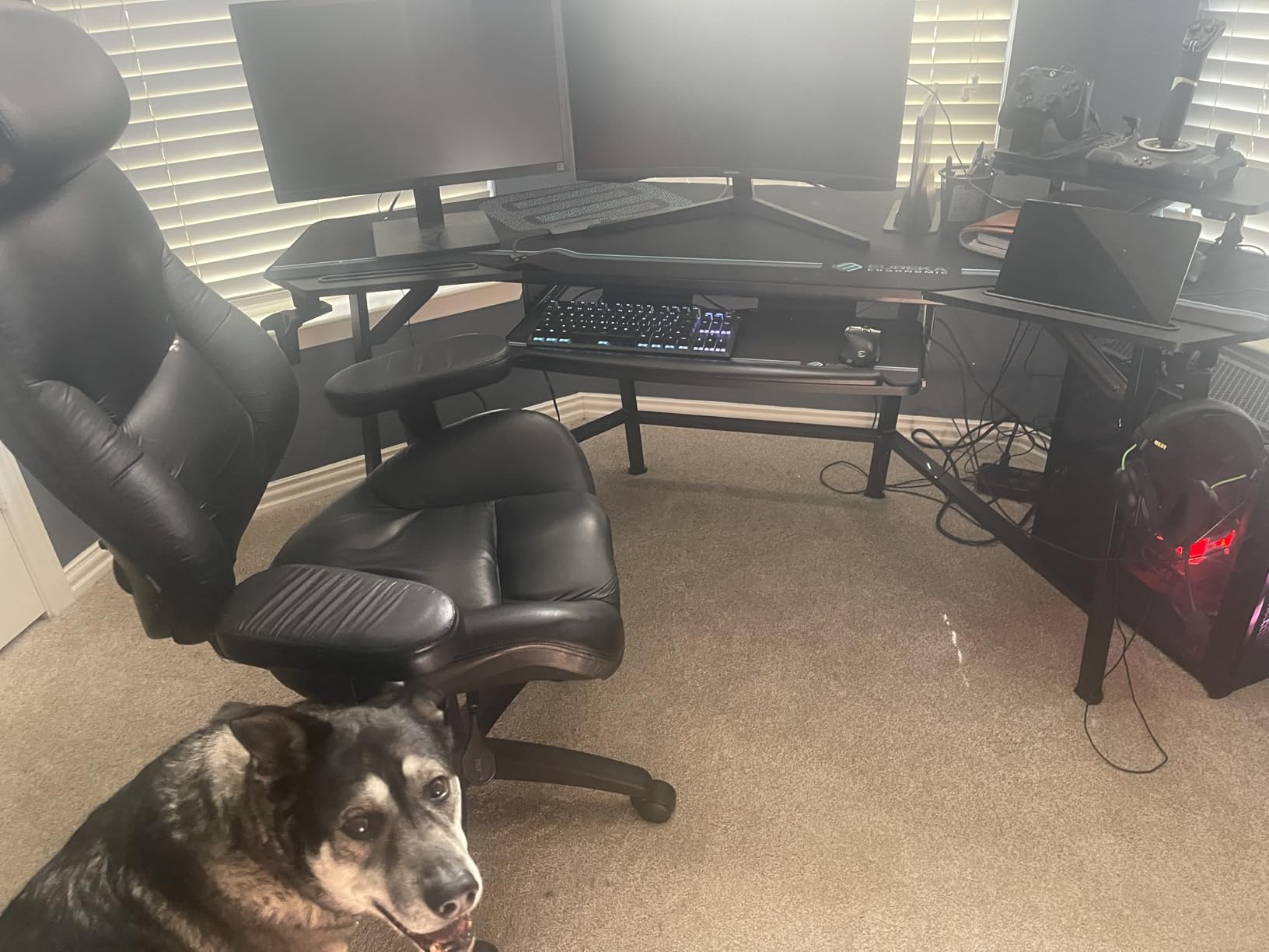 EUREKA ERGONOMIC Aero 72 Inch Gaming Desk with Keyboard Tray, Large Computer Desk Led Lights, Wing-Shaped Monitor Stand Dual Headphone Hanger Cup Holder customer photo 1