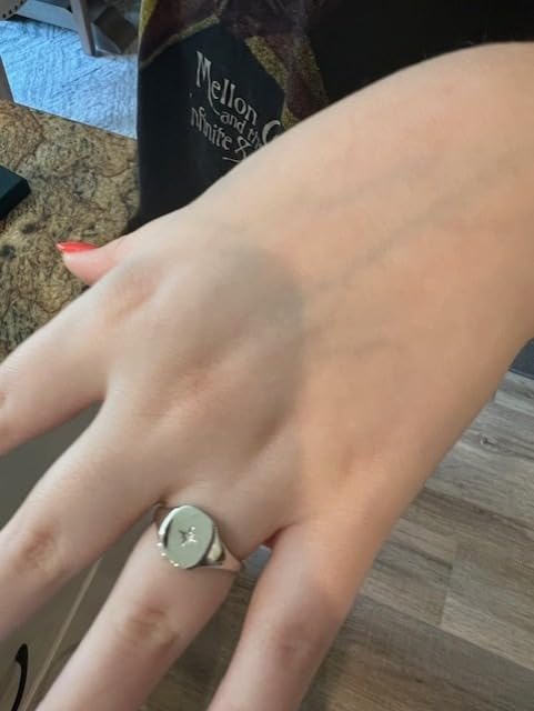 PAVOI 14K Gold Plated Engraved Signet Ring for Women with North Star | Lightweight Thick Statement Rings, Everyday Jewelry customer photo 1