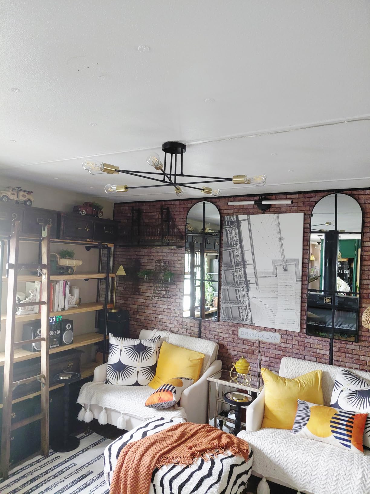 Modern Sputnik Chandelier 6-Light Industrial Ceiling Lights Fixture 22