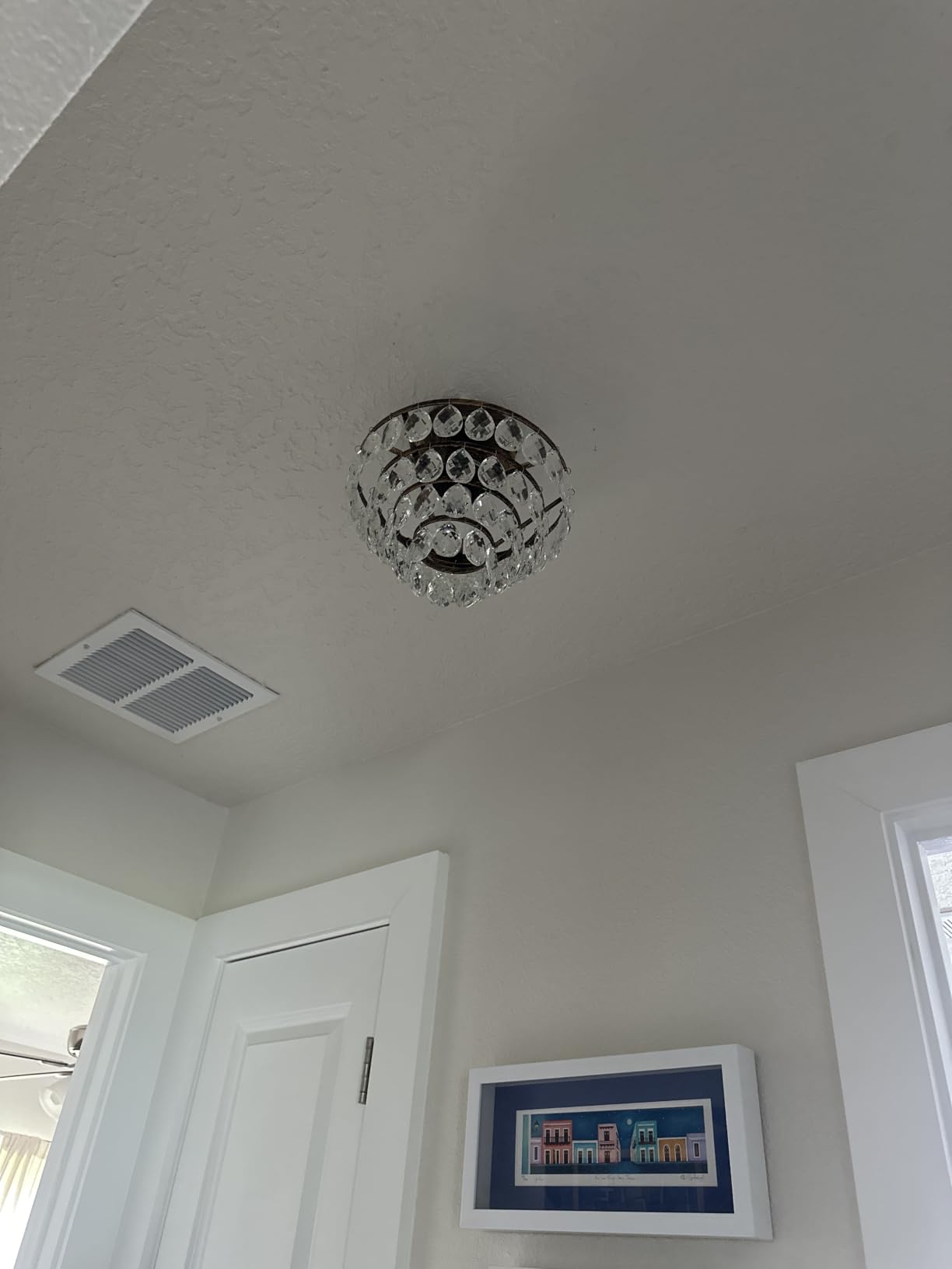 YYJLX Modern E26 Small Crystal Chandelier Semi Flush Mount Ceiling Light Fixture Silver Ceiling Lamp for Hallway Bedroom Bathroom Closet Bedroom Foyer (Chrome) customer photo 2