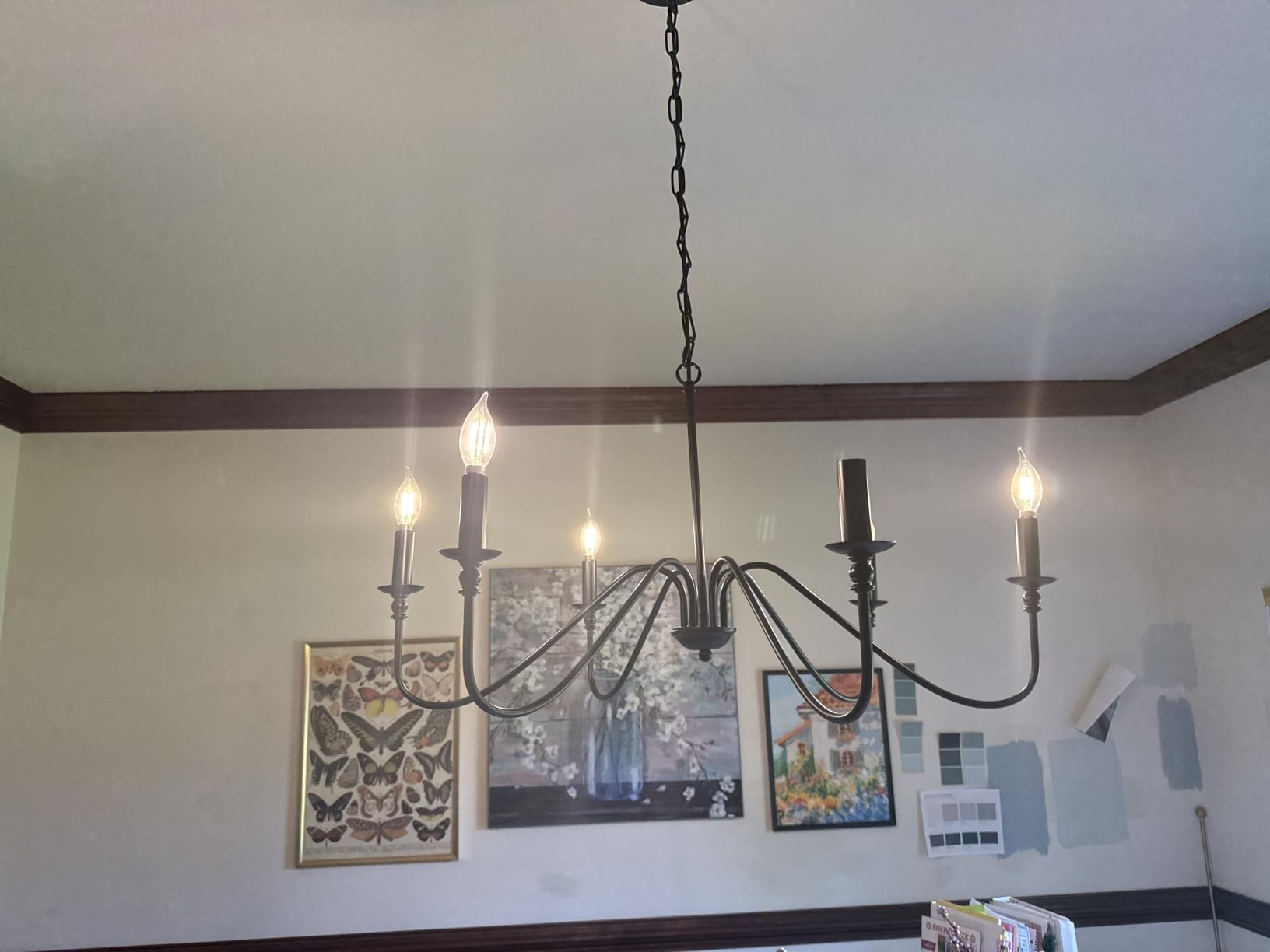 Miluolan Black Chandelier, 6-Light Farmhouse Chandelier for Dining Room | Rustic iron candelabra with adjustable 47.24 inch chain. Fits sloped ceilings, elevating dining and foyer ambiance instantly. customer photo 1