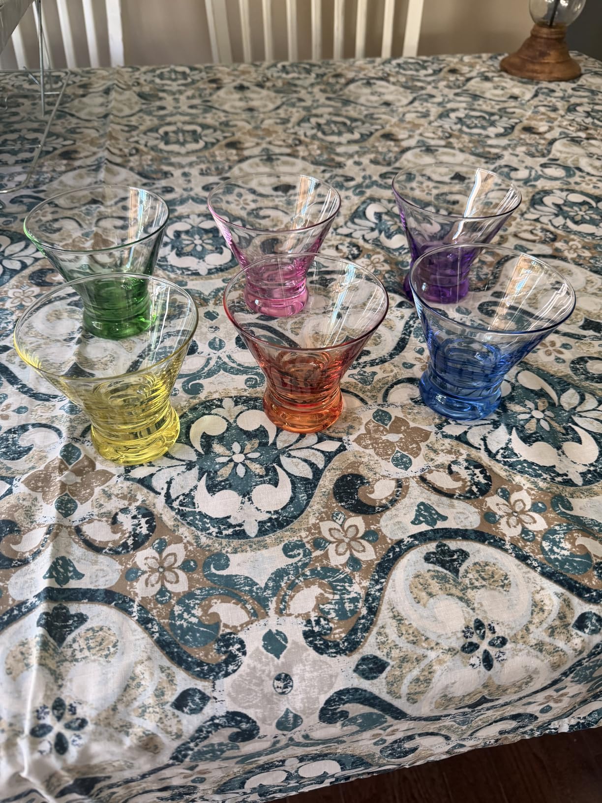 ColoVie Martini Glasses Set of 6 - Cocktail Glasses - 8oz Stemless Margarita, Bar, Dessert Glass - Colored Liquor Drinking Glassware - Cosmo, Manhattan, Espresso Martini - Cocktail Party Gift for Her customer photo 1