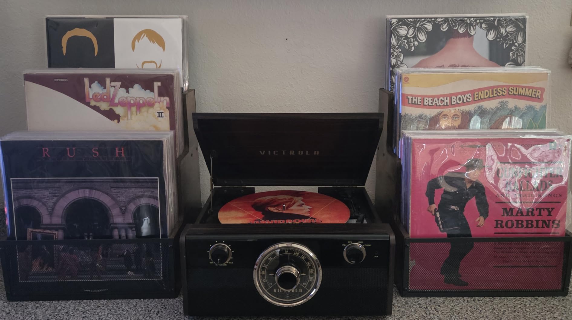 Wooden Vinyl Record Storage for 60+ Records, with Handles, Retro & Durable customer photo 2