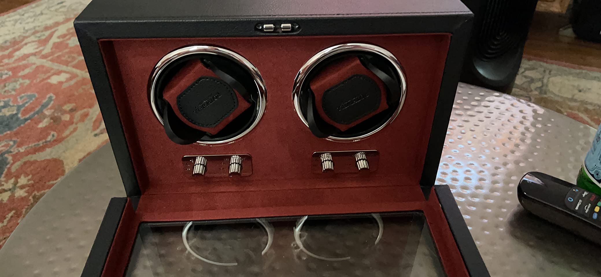 ROTHWELL Double Watch Winder for Automatic Watches with Quiet Motor, Multiple Speeds and Rotation Settings (Tan/Brown) customer photo 1