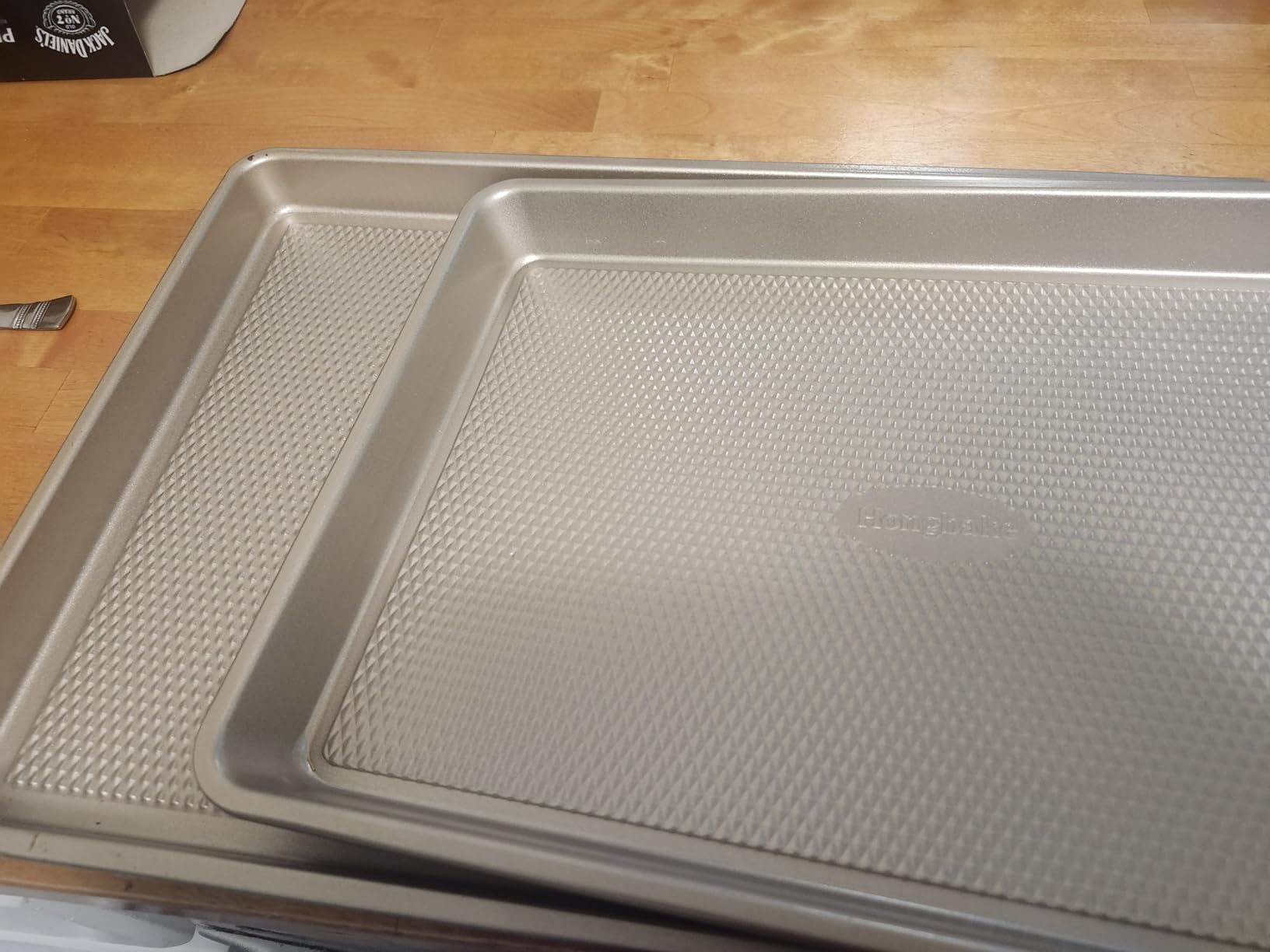 Baking Sheet Pan Set of 3, Cookie Sheets for Oven, Nonstick Half/Quarter/Jelly Roll Pans with Diamond Texture Pattern, 0.8mm Thick Heavy Duty Cookie Tray, Champagne Gold customer photo 1