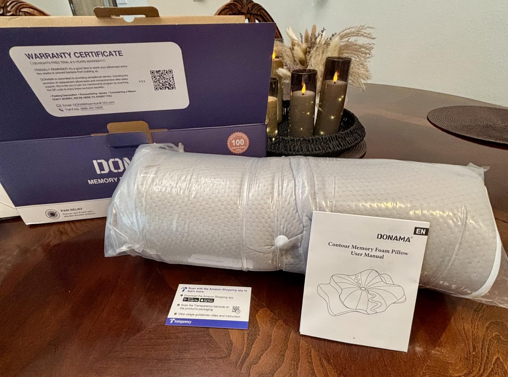 DONAMA Contour Cervical Neck Pillow for Neck Pain Relief, Queen, Ergonomic Dual-Height, Odorless Memory Foam, Side/Back/Stomach Sleepers, Cooling Hypoallergenic Cover, OEKO-TEX Certified customer photo 2