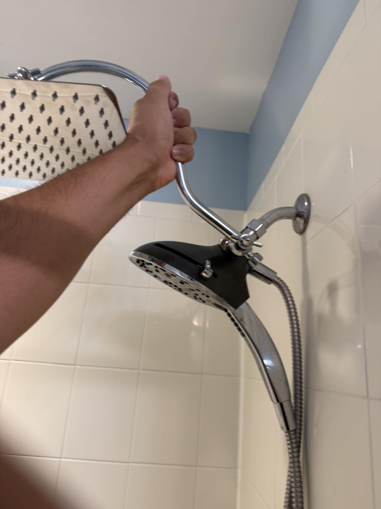 Hibbent All Metal High Pressure Rainfall 10' Shower Head, CUPC Certified Handheld Showerhead Combo, 12' Adjustable Shower Extension Arm, 10-Spray, 71' Hose, Adhesive Showerhead Holder, Matte Black customer photo 1
