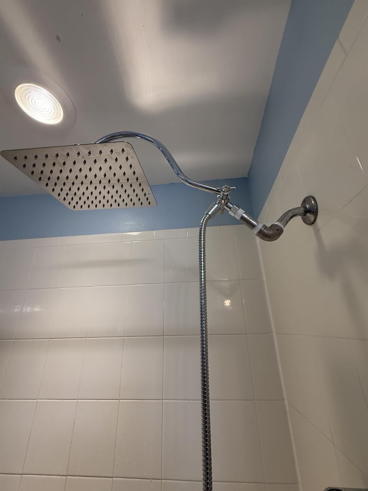 Hibbent All Metal High Pressure Rainfall 10' Shower Head, CUPC Certified Handheld Showerhead Combo, 12' Adjustable Shower Extension Arm, 10-Spray, 71' Hose, Adhesive Showerhead Holder, Matte Black customer photo 2