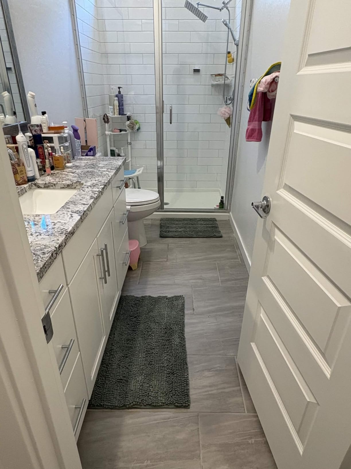H.VERSAILTEX Sage Bathroom Rugs, Bath Mat Set of 2, Extra Thick Chenille Striped Pattern Shaggy Bath Rugs, Non Skid customer photo 1