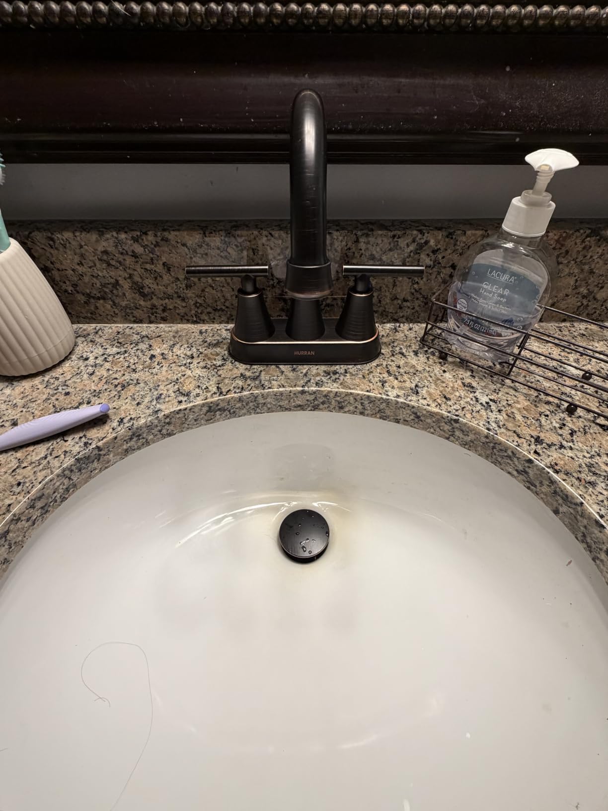 Brushed Gold Bathroom Faucet, Hurran 4 inch Centerset 2-Handle Lead-Free | Bathroom Sink Faucet with Pop-up Drain and Supply Lines, Stainless Steel Faucet for Vanity RV Restroom Laundry Outdoor Sink customer photo 1