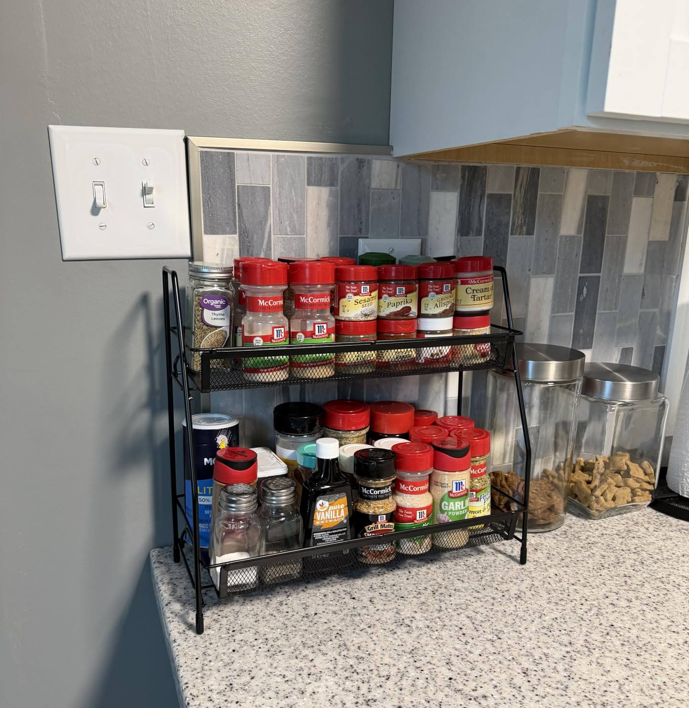 SPISPI Spice Rack Organizer for Cabinet, Bathroom Organizer Countertop, Bathroom Counter Organizer, Kitchen Countertop Organizer, Bathroom Vanity Organizer | Bathroom Organizer Countertop,Vanity Organizer Corner Shelf Sink,Kitchen,Bedroom,Living room,Office customer photo 1