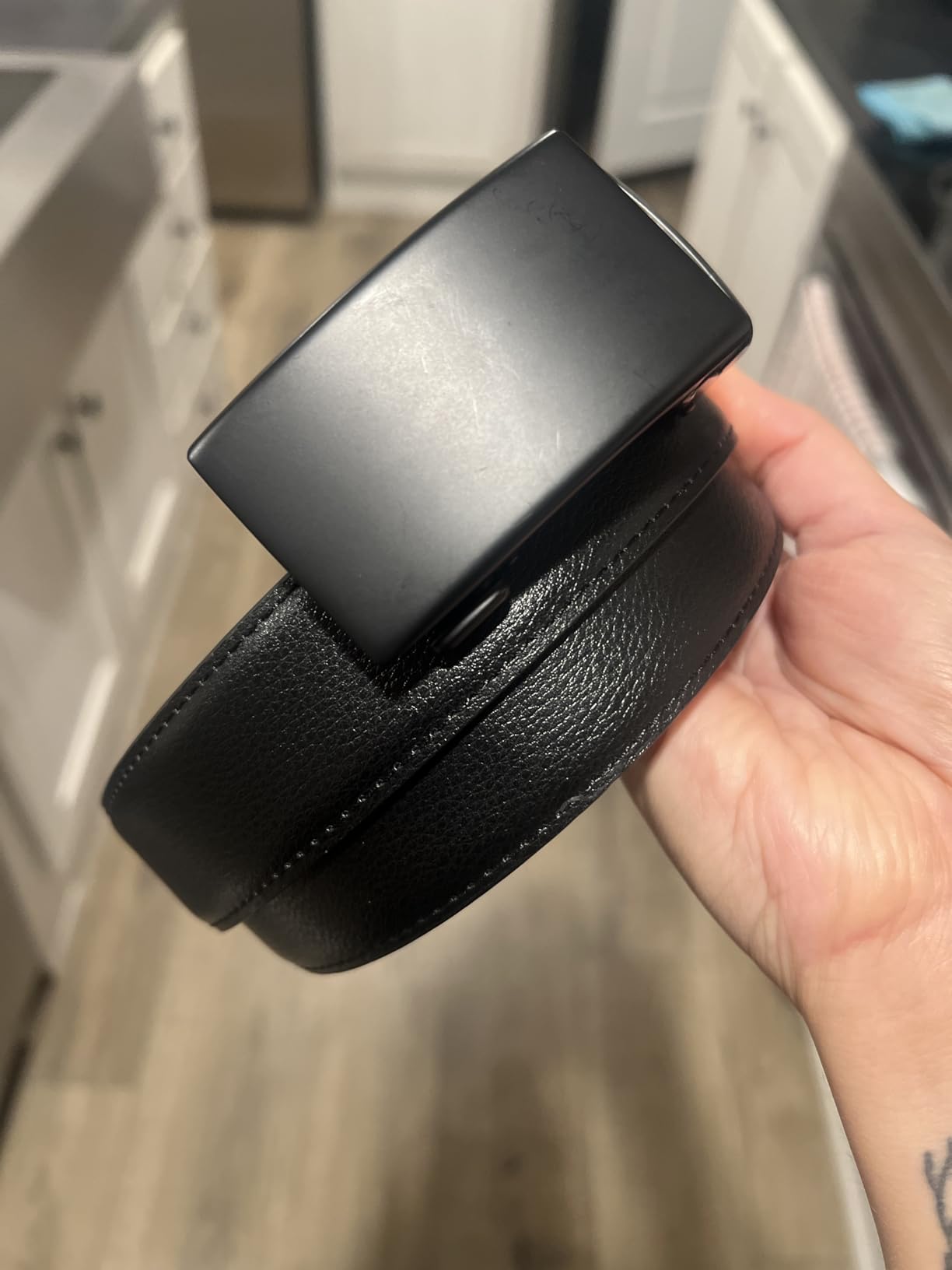 BOSTANTEN Mens Belt Leather Ratchet Belt For Men Dress and Casual with Adjustable Buckle, Trim to Fit customer photo 2