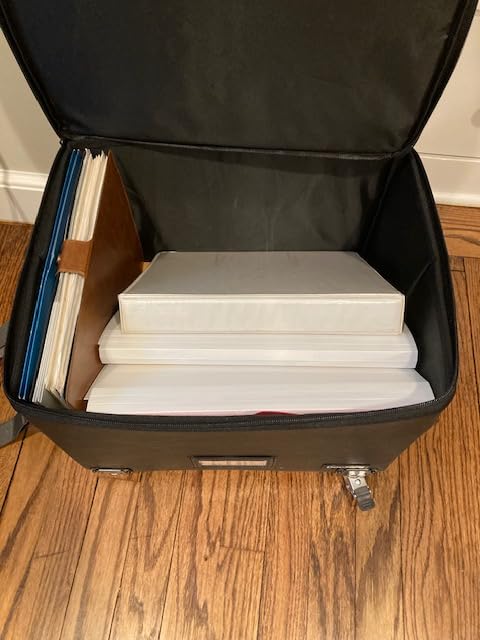 DocSafe Fireproof Document Box with Lock, 2-Layer File Box with Wheels, Collapsible File Storage Organizer with Pockets, Large Portable Home Filing Cabinet for Hanging Folders, Black, 16''x13.8''x12.2'' customer photo 1