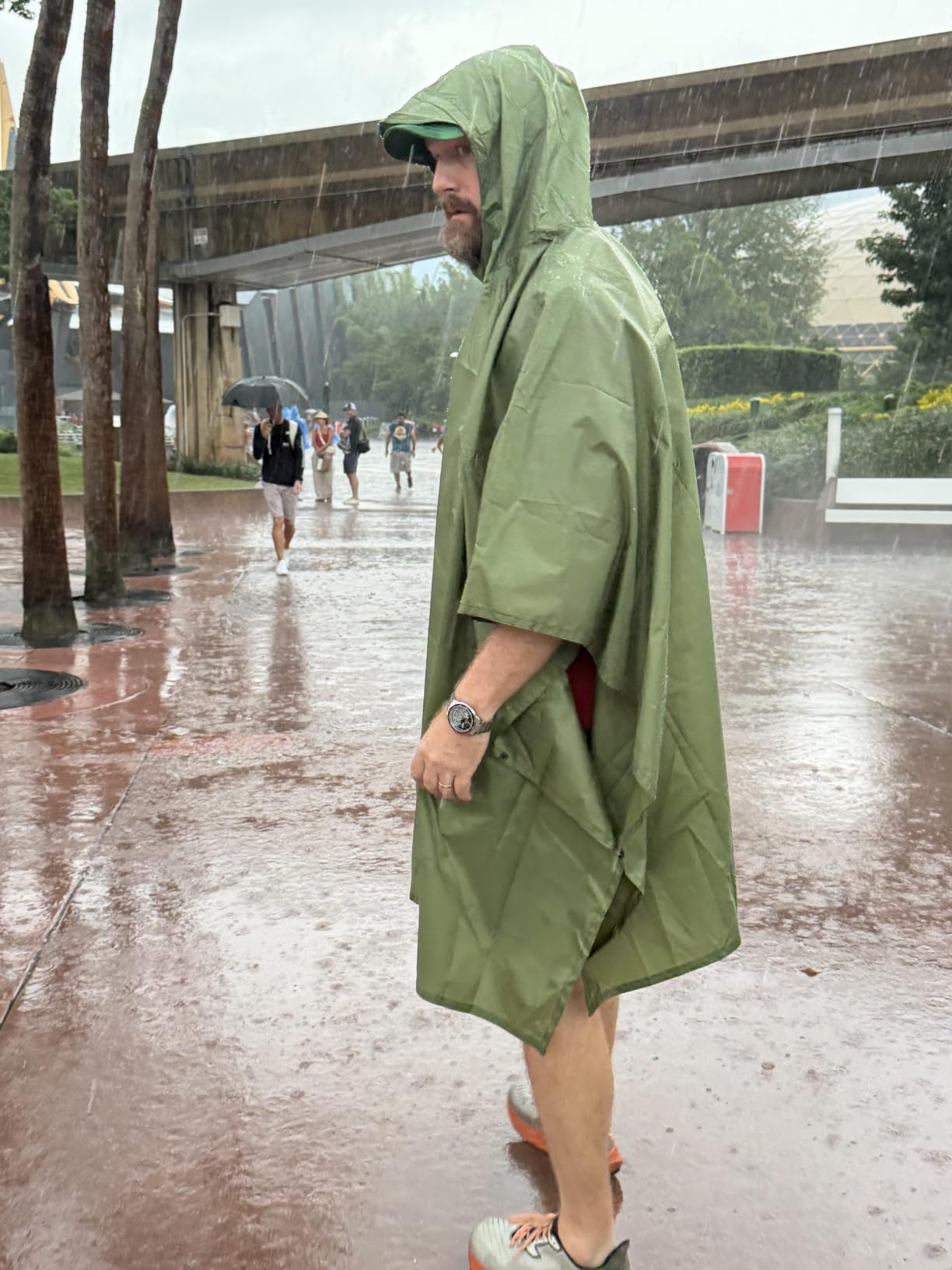 Hooded Rain Poncho Waterproof Raincoat Jacket for Men Women Adults customer photo 1