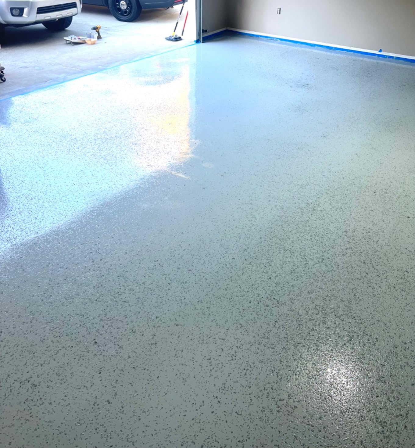 ArmorPoxy Garage Epoxy Floor Kit - 100% Solids - 2 Part Industrial-Grade Coating w/UltraGlaze Topcoat | DIY Slip & Hot Tire Resistant | 300 Sq Ft - Designer Gray - 17 pc kit customer photo 2