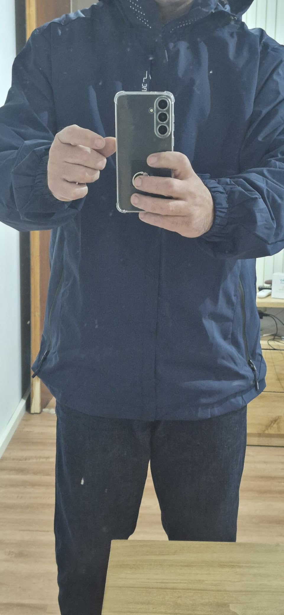 Men's Lightweight Waterproof Rain Jacket,Shell Hooded Outdoor Raincoat Hiking Windbreake jacket customer photo 1