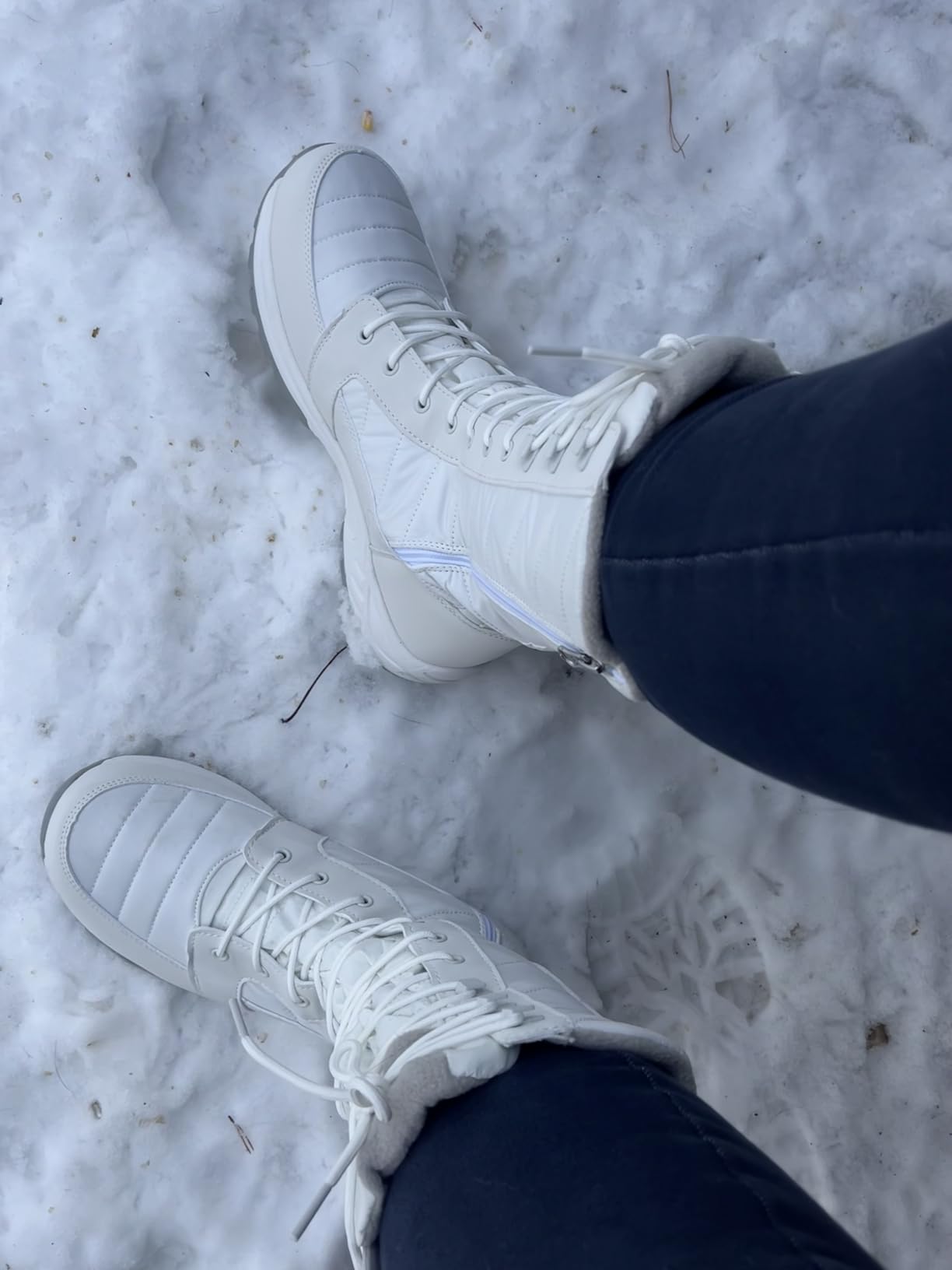 Women's Waterproof Winter Snow Boots Warm Comfortable with Side Zipper - Lightweight Hiking Boots for Cold Weather Insulated Mid Calf Military Booties customer photo 1