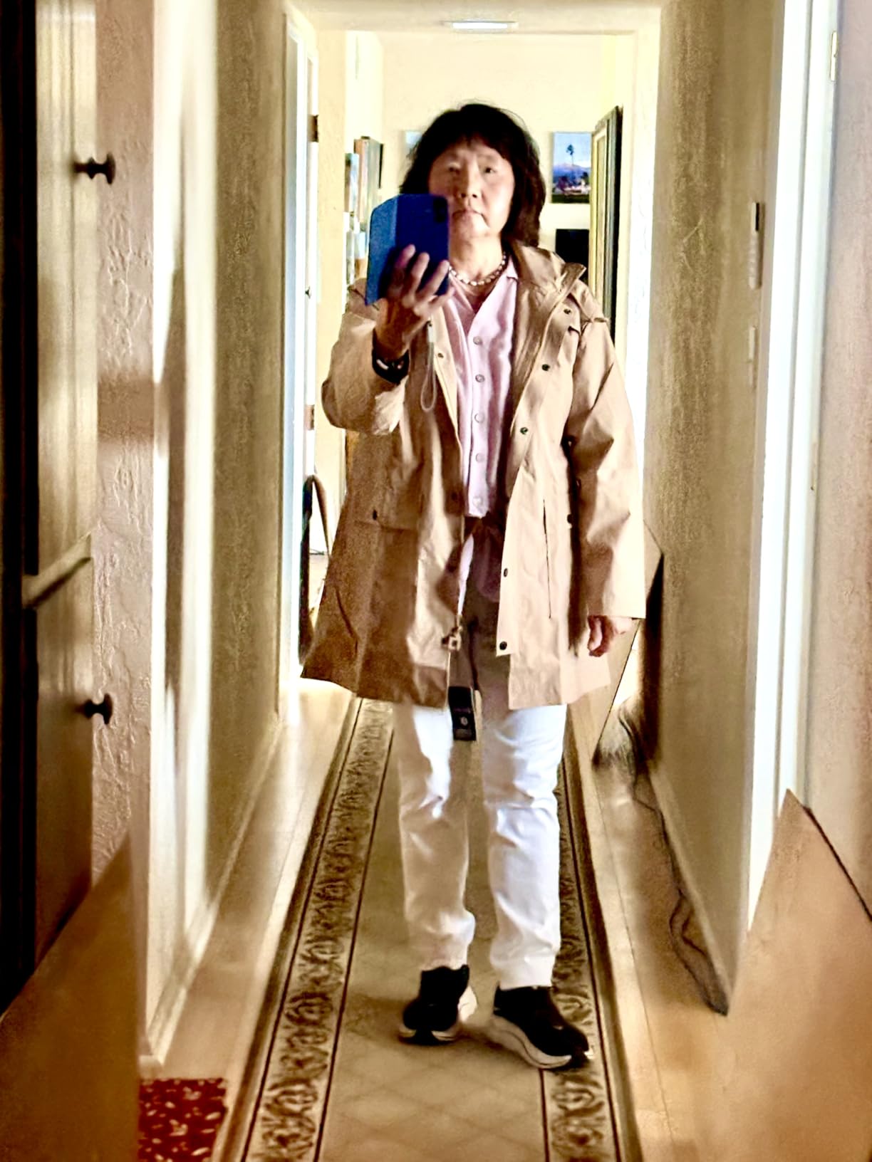 SaphiRose Women's Waterproof Rain Jacket Long Raincoat Hooded Windbreaker Trench Coat customer photo 1