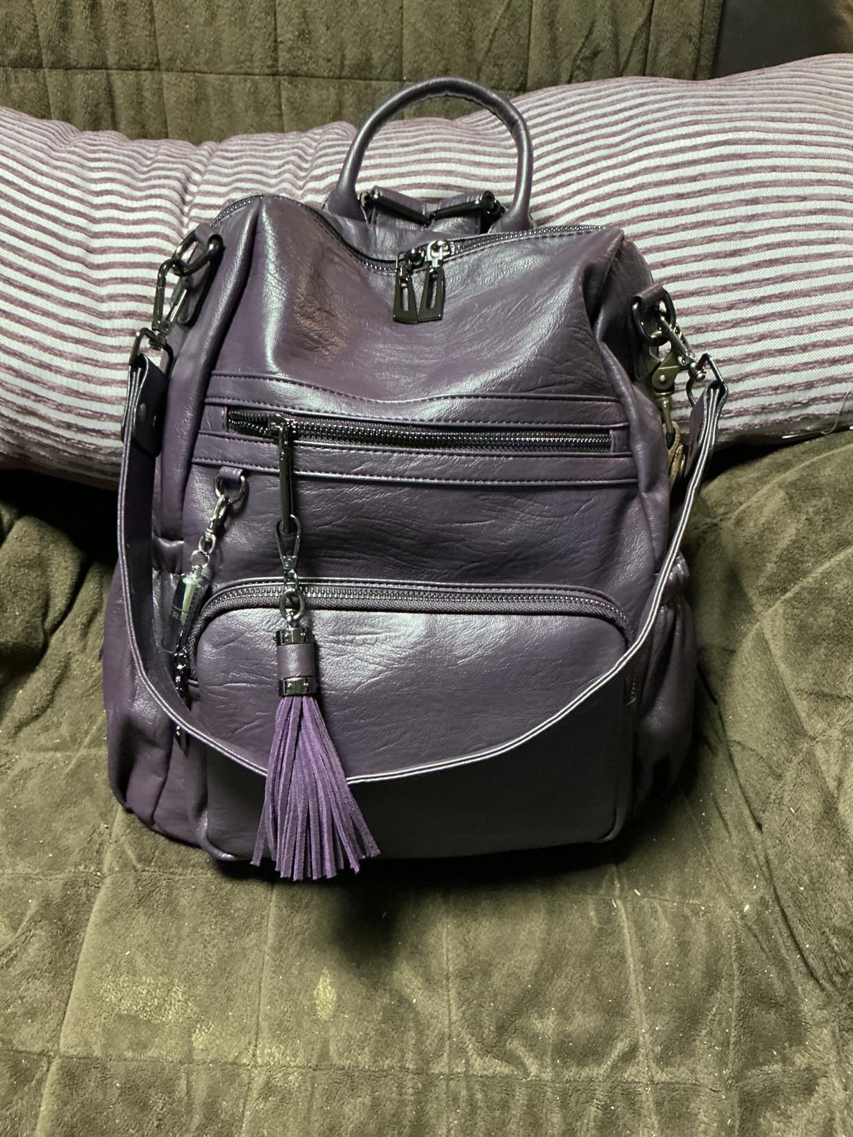 Uromee Travel Backpack Purse Women Vegan Leather Tassel Shoulder Bag | Ladies Fashion Travel Shoulder Purse Convertible with Stylish Tassel customer photo 1