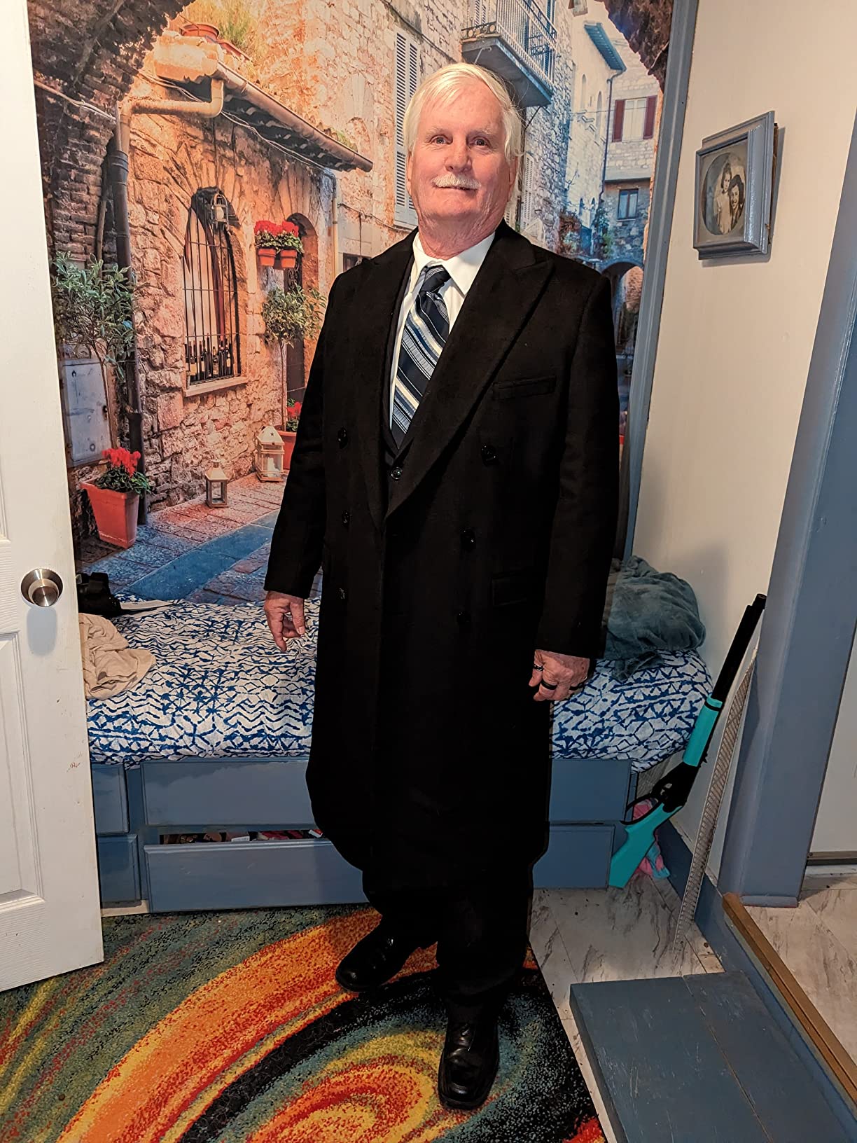 Adam Baker Men's Overcoat Single & Double Breasted Luxury Wool/Cashmere Full Length Topcoat customer photo 2