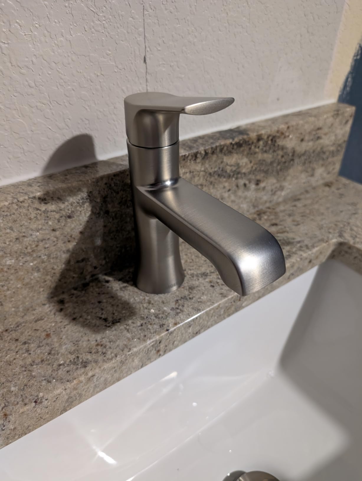 Moen LISO Spot Resist Brushed Nickel One-Handle Bathroom Faucet, One Hole Bathroom Sink Faucet with Optional Deck Plate and Push Down Drain, 84540SRN customer photo 2