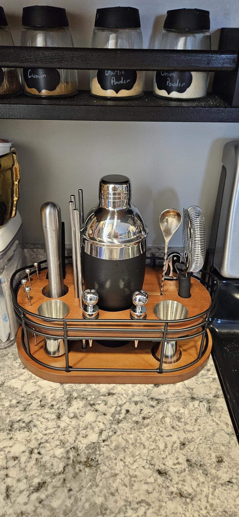 Home Hero Bartender Kit - 22-Piece Cocktail Shaker & Bar Tool Set - Wooden Stand Display & Bar Cart Accessories - Recipe Book & Housewarming Gifts customer photo 2