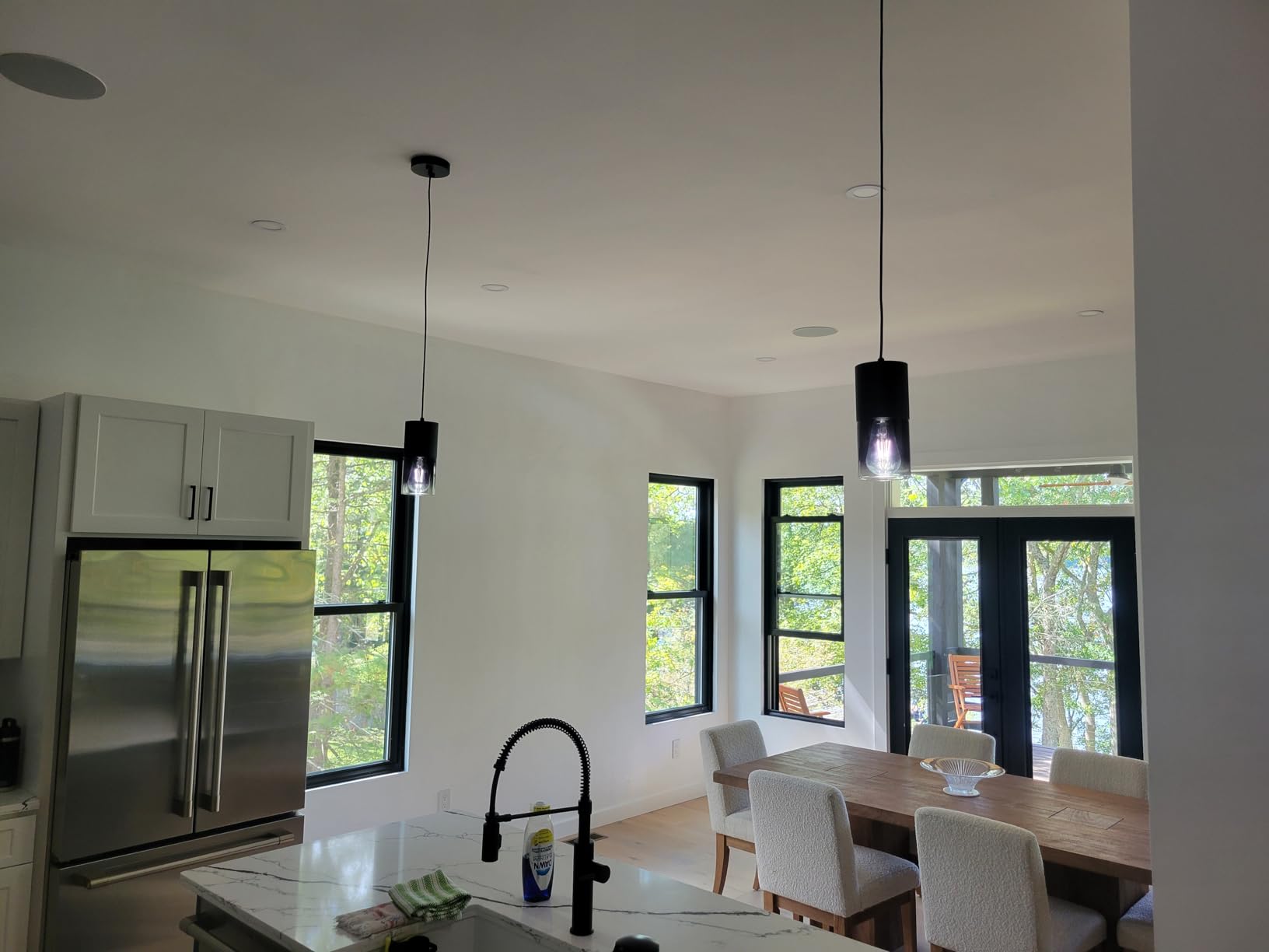 2-Pack Black Pendant Light Fixtures, Adjustable Modern Pendant Lights for Kitchen Island, Industrial Glass Pendant Lights for Dining Table Hallway Bedroom Living Room customer photo 1