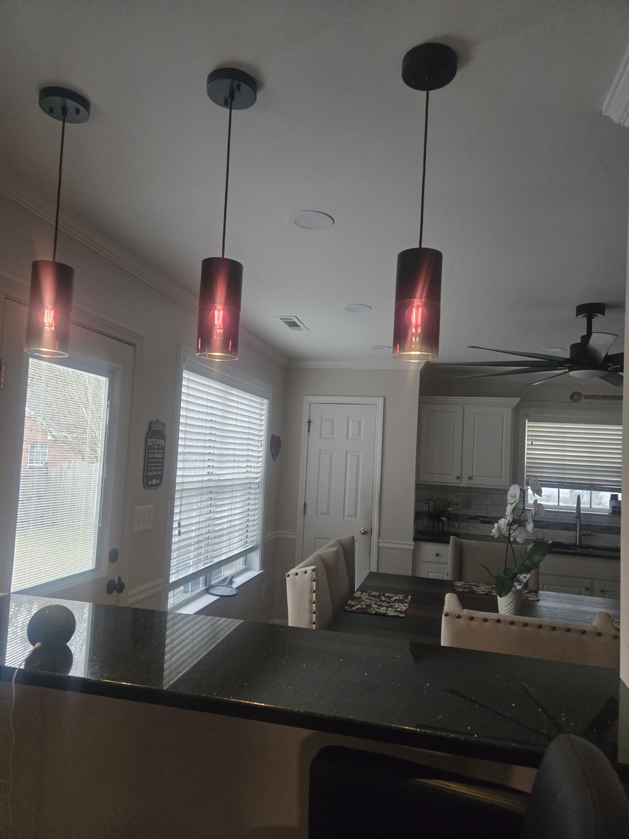 2-Pack Black Pendant Light Fixtures, Adjustable Modern Pendant Lights for Kitchen Island, Industrial Glass Pendant Lights for Dining Table Hallway Bedroom Living Room customer photo 2