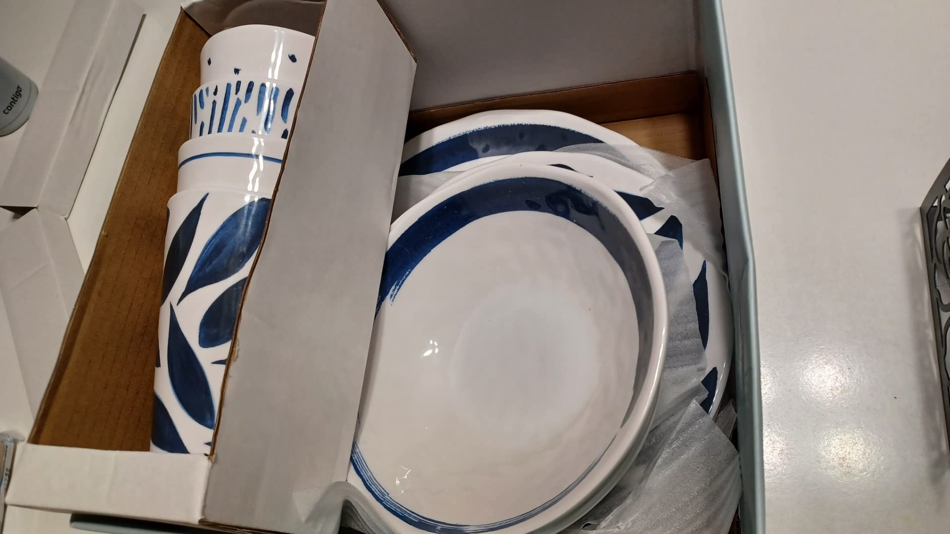 Lenox Blue Bay Melamine 16-Piece Dinnerware Set for 4 | dishwasher safe, microwave safe | plates and bowls sets for kitchen and dining | 10.75 inch plate, dish set customer photo 2
