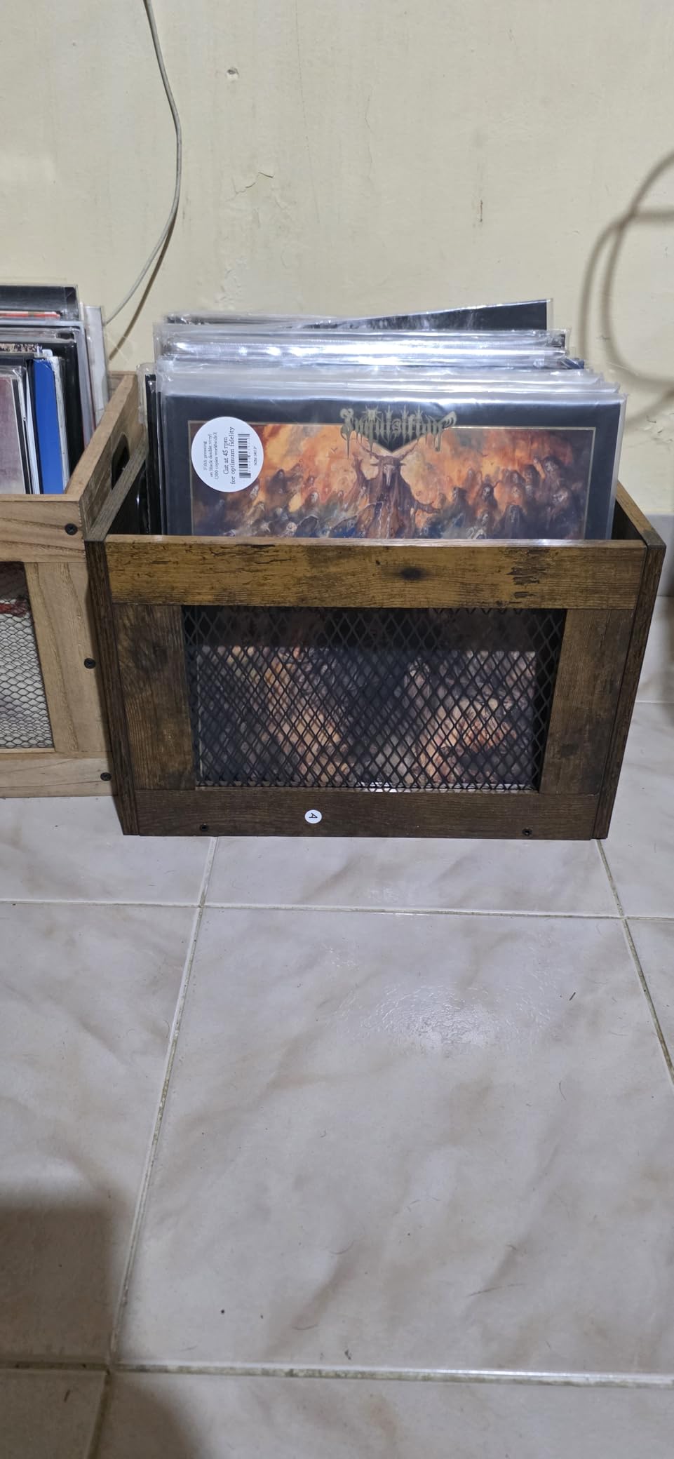 3IngSeagulls Vinyl Record Storage Crate Wooden Record Holder, Holds 100+ Records customer photo 1