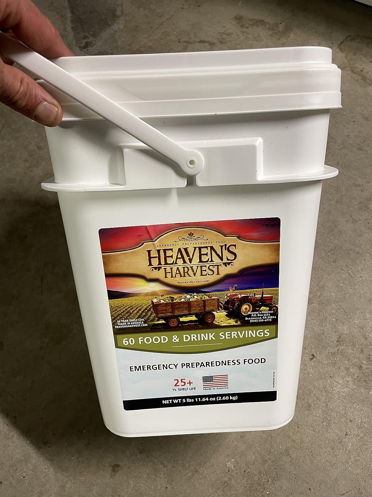 Heaven's Harvest 25-Year Family Food Kit - Emergency Food Supply. Freeze Dried Survival Food Kit + Water-Proof 25-Year Storage Bucket. MRE Meals/Non-Perishable & Perfect Camping Food (60 Servings) customer photo 1
