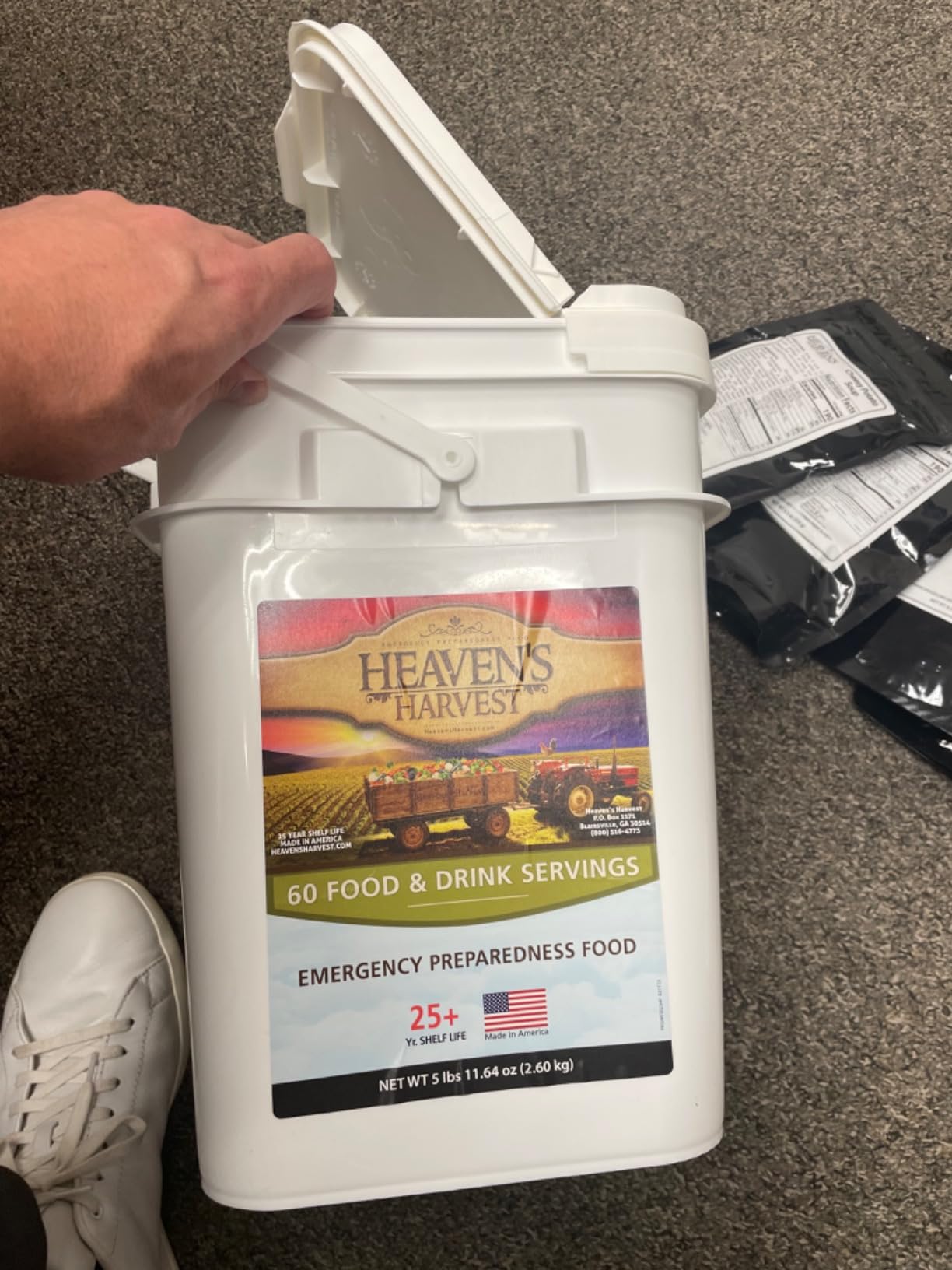 Heaven's Harvest 25-Year Family Food Kit - Emergency Food Supply. Freeze Dried Survival Food Kit + Water-Proof 25-Year Storage Bucket. MRE Meals/Non-Perishable & Perfect Camping Food (60 Servings) customer photo 2