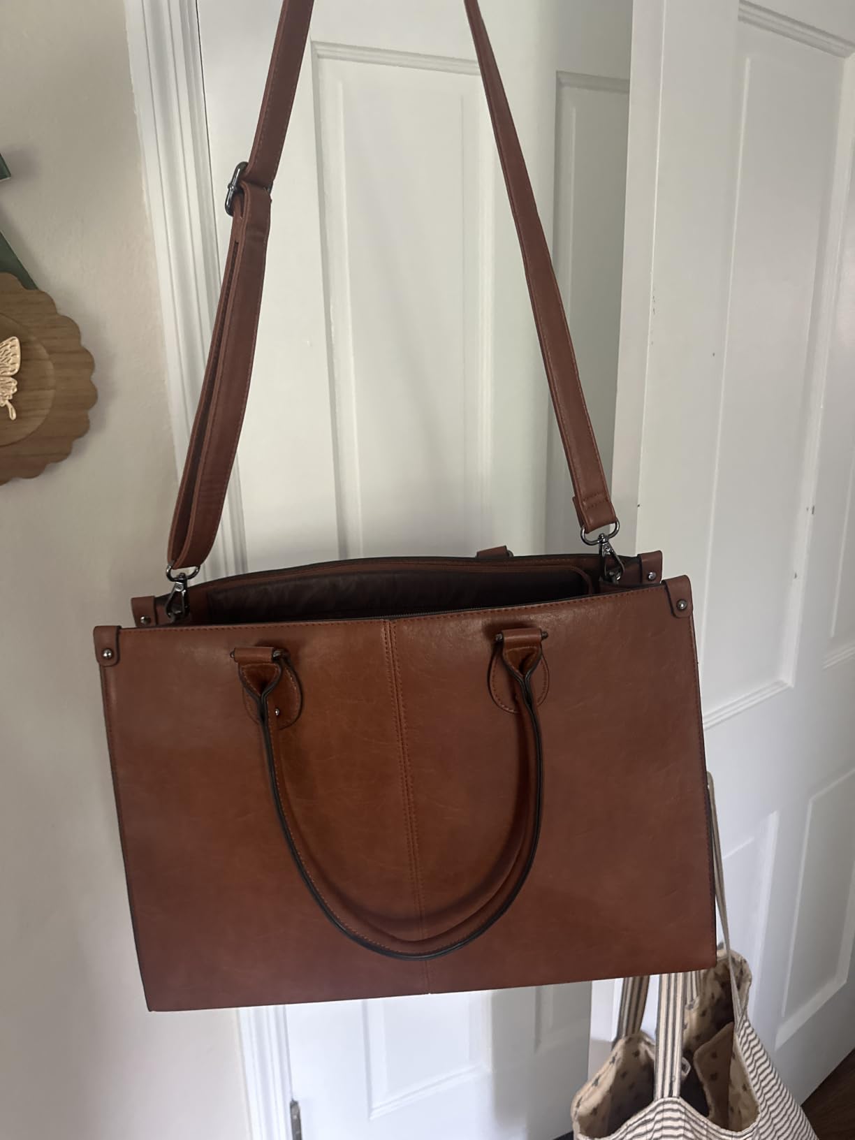 LOVEVOOK Laptop Tote Bag for Women, 15.6 Inch Professional Work Bag with Matching Clutch, Waterproof Vintage Leather customer photo 1