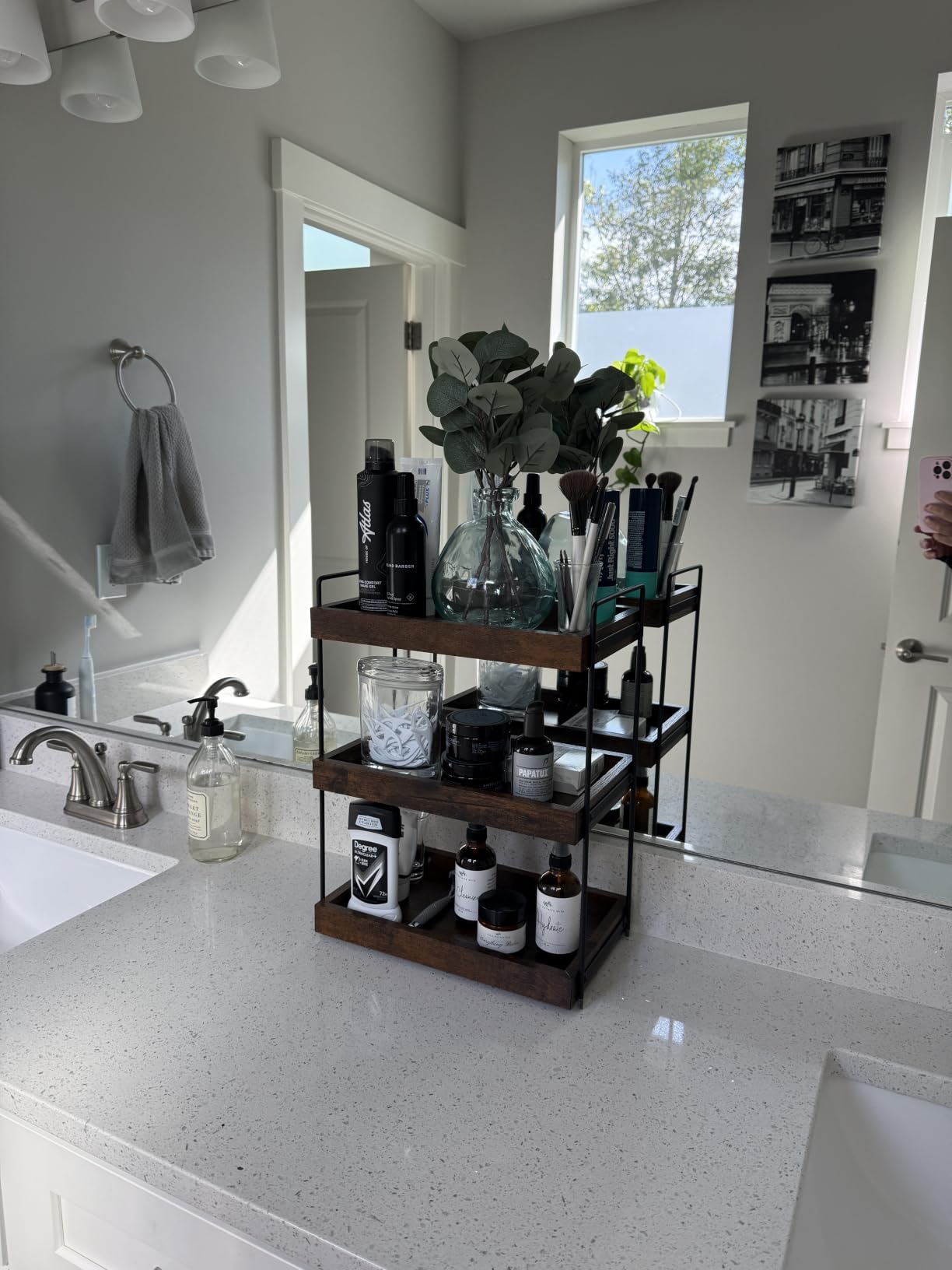 3-Tier Wood Bathroom Counter Organizer, Kitchen Spice Rack | Multi-use Vanity Shelf, Holds Skincare, Makeup, Perfume, Seasoning, Fits Sink, Dresser, Countertops customer photo 1