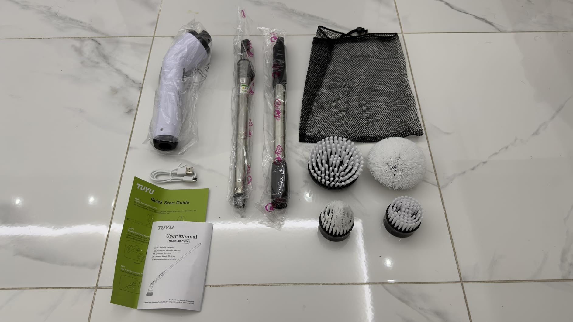 Electric Spin Scrubber, Cordless Cleaning Brush for Bathroom, Home | IPX7 waterproof power scrubber with LCD display, multi heads, extendable handle, 90min runtime for bathroom kitchen glass car customer photo 1