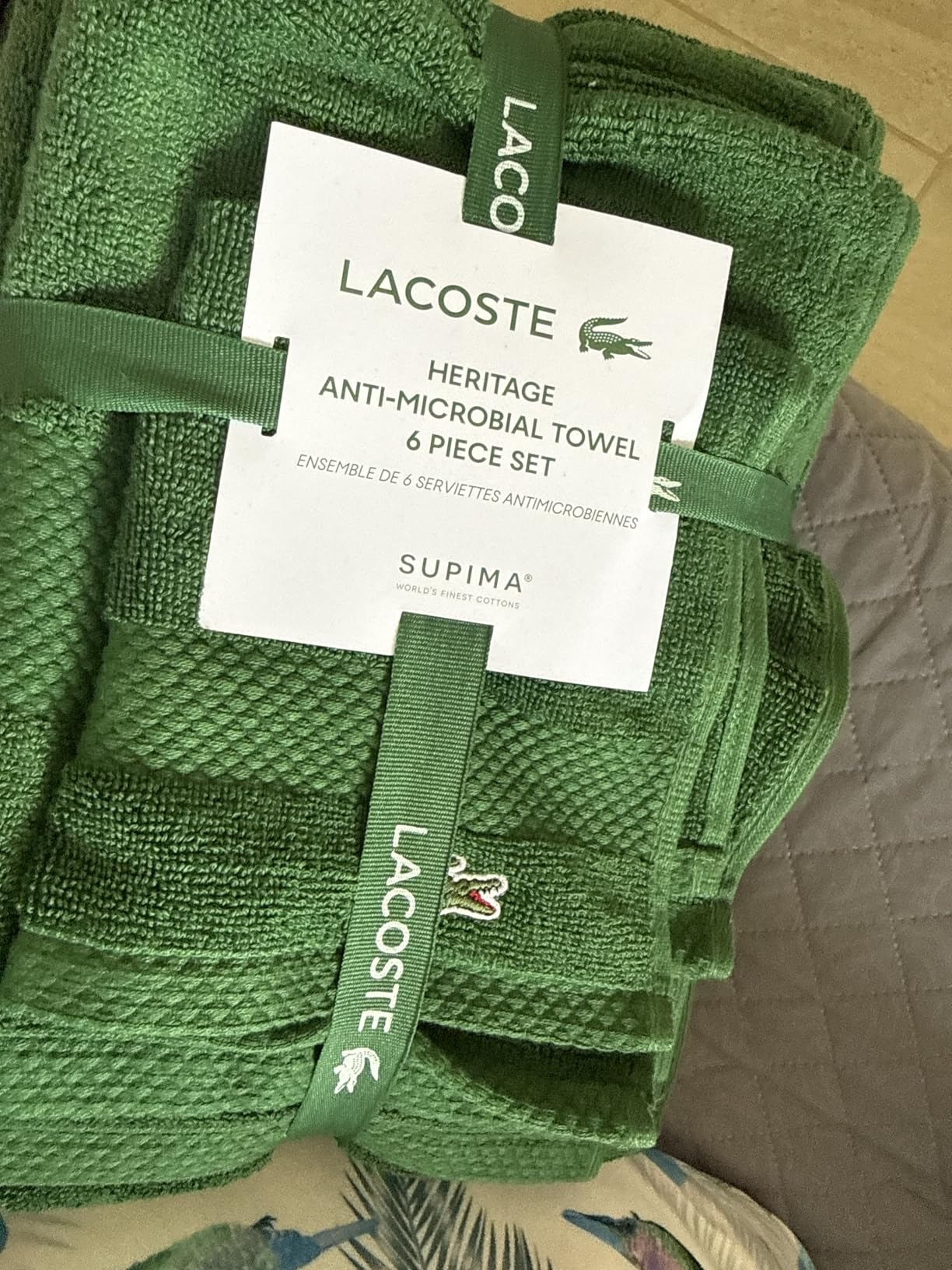 Lacoste Heritage Supima Cotton 6-Piece Towel Set, 2 Bath Towels, 2 Hand Towels, 2 Washcloths, Meteorite - Highly Absorbent & Quick Drying customer photo 1