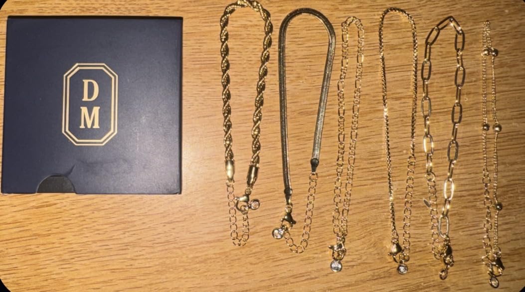 Dearmay Gold Bracelets for Women Waterproof, 14K Gold Plated Minimalist Bracelets Stack Non Tarnish Trendy Dainty Herringbone Vintage Cuban Paperclip Rope Thin Box Link Chain Stackable Jewelry Sets Modern Fashion Accessories Gifts for Womens customer photo 1