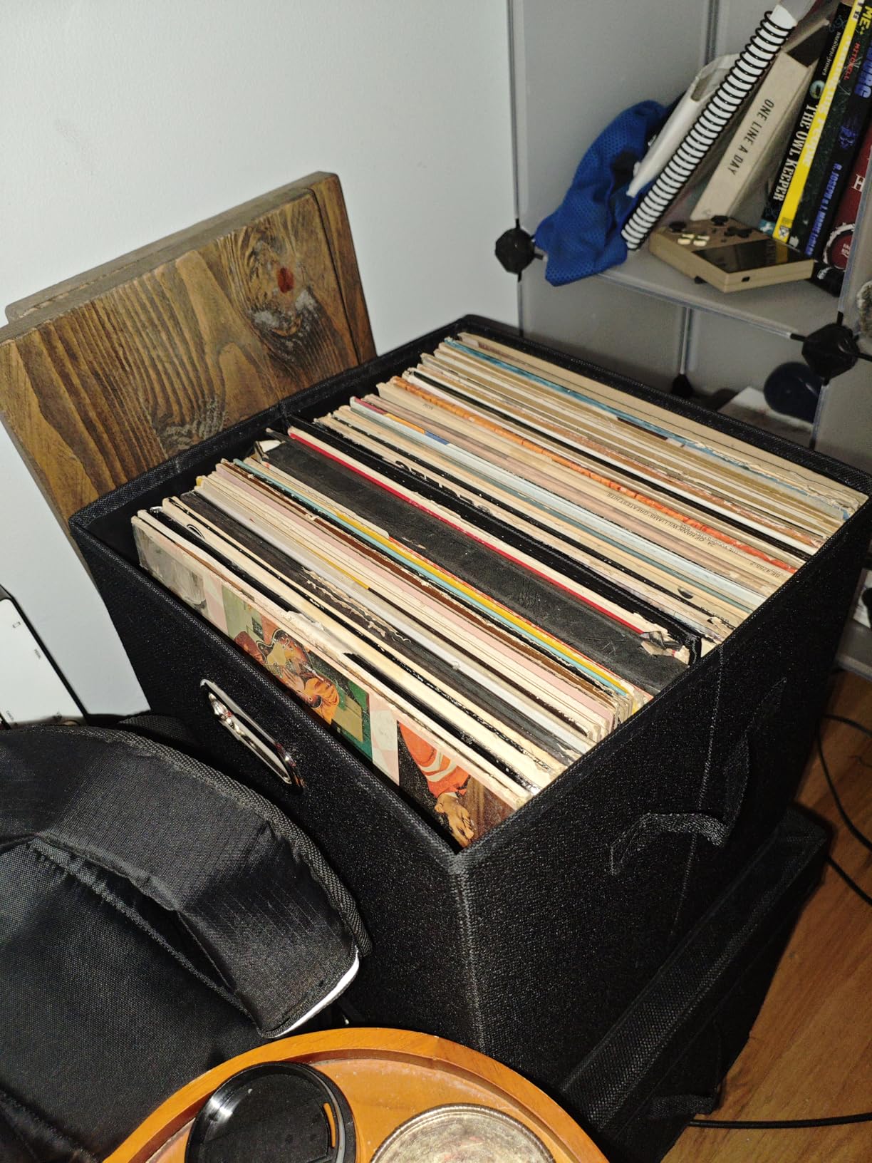 Sturdy Vinyl Record Storage Box - Holds 50+ Single Records, LP Organizer Crate with Lid customer photo 1