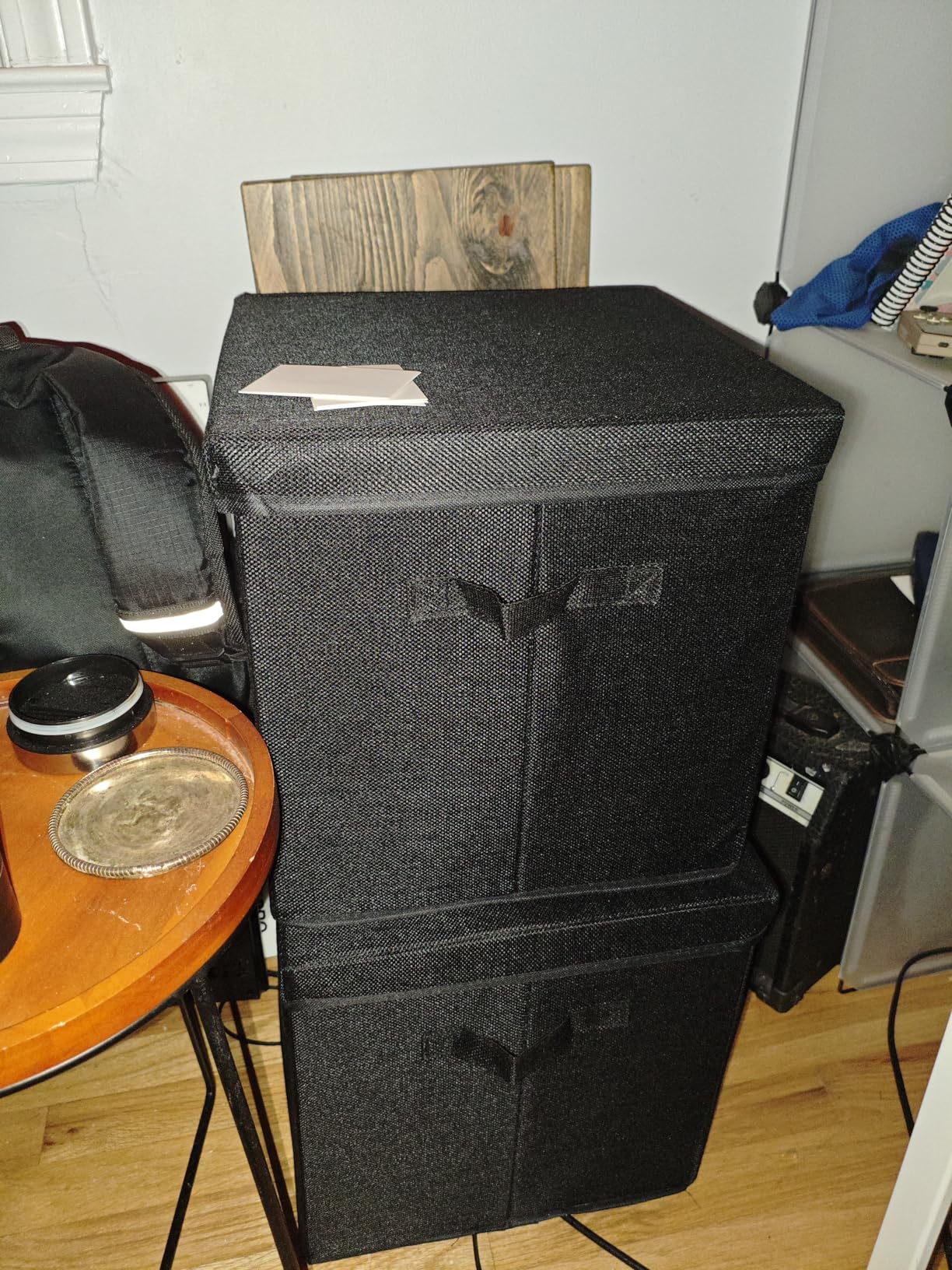 Sturdy Vinyl Record Storage Box - Holds 50+ Single Records, LP Organizer Crate with Lid customer photo 2