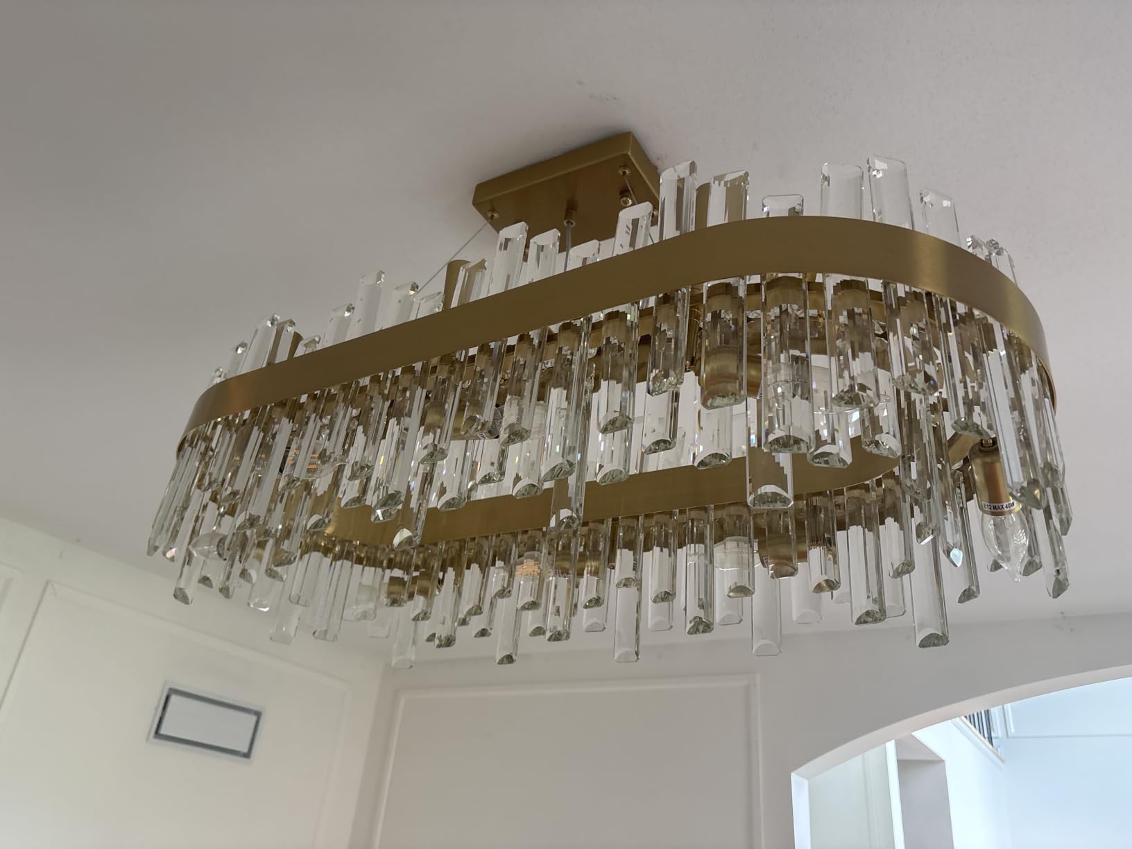 Siljoy Rectangular Black Crystal Chandelier for Dining Room, 16-Light Modern 2-Tiers K9 Crystal Raindrop Chandelier, Farmhouse Crystal Hanging Ceiling Light for Living Room Kitchen Island L35.4'' customer photo 2