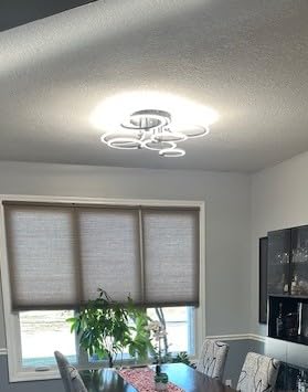 Modern LED Ceiling Light 7 Rings Dimmable Fixtures with Remote Black Close to Ceiling Light 31.8