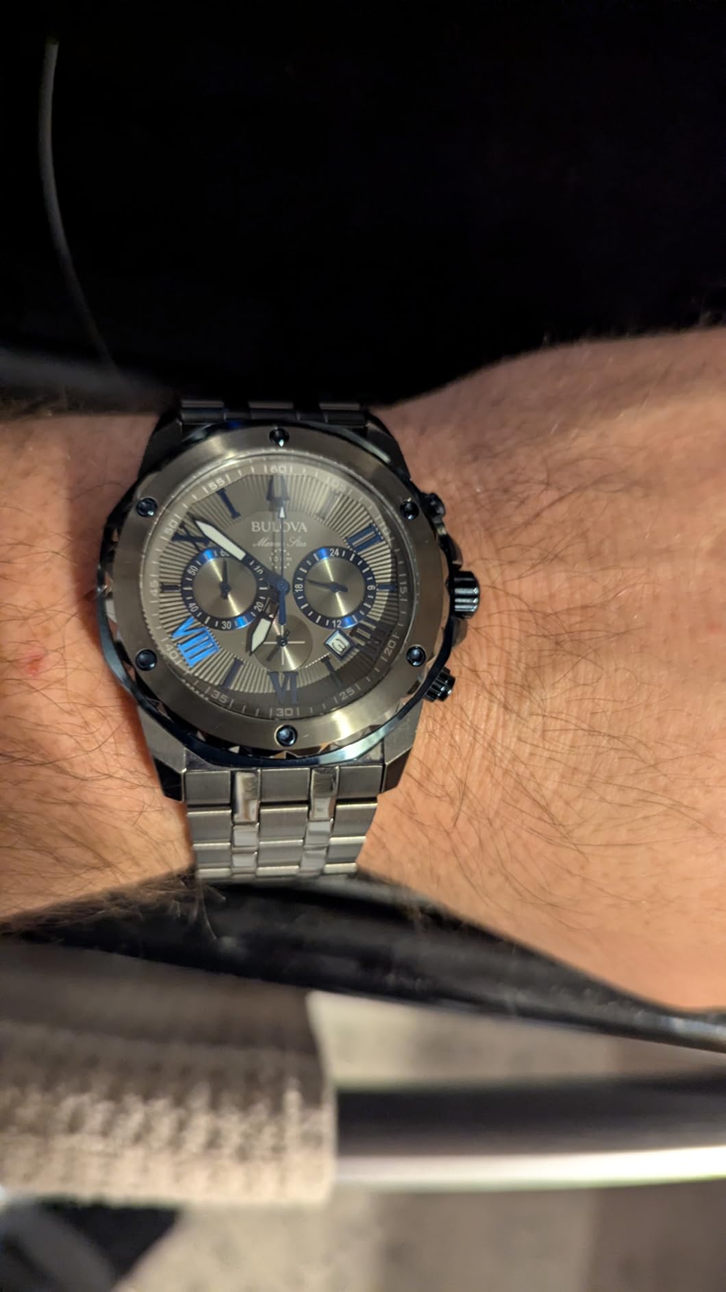Bulova Men's Marine Star 'Series A' Gray IP Stainless Steel with Blue Accents Chronograph Quartz Watch, Style: 98B411 customer photo 2