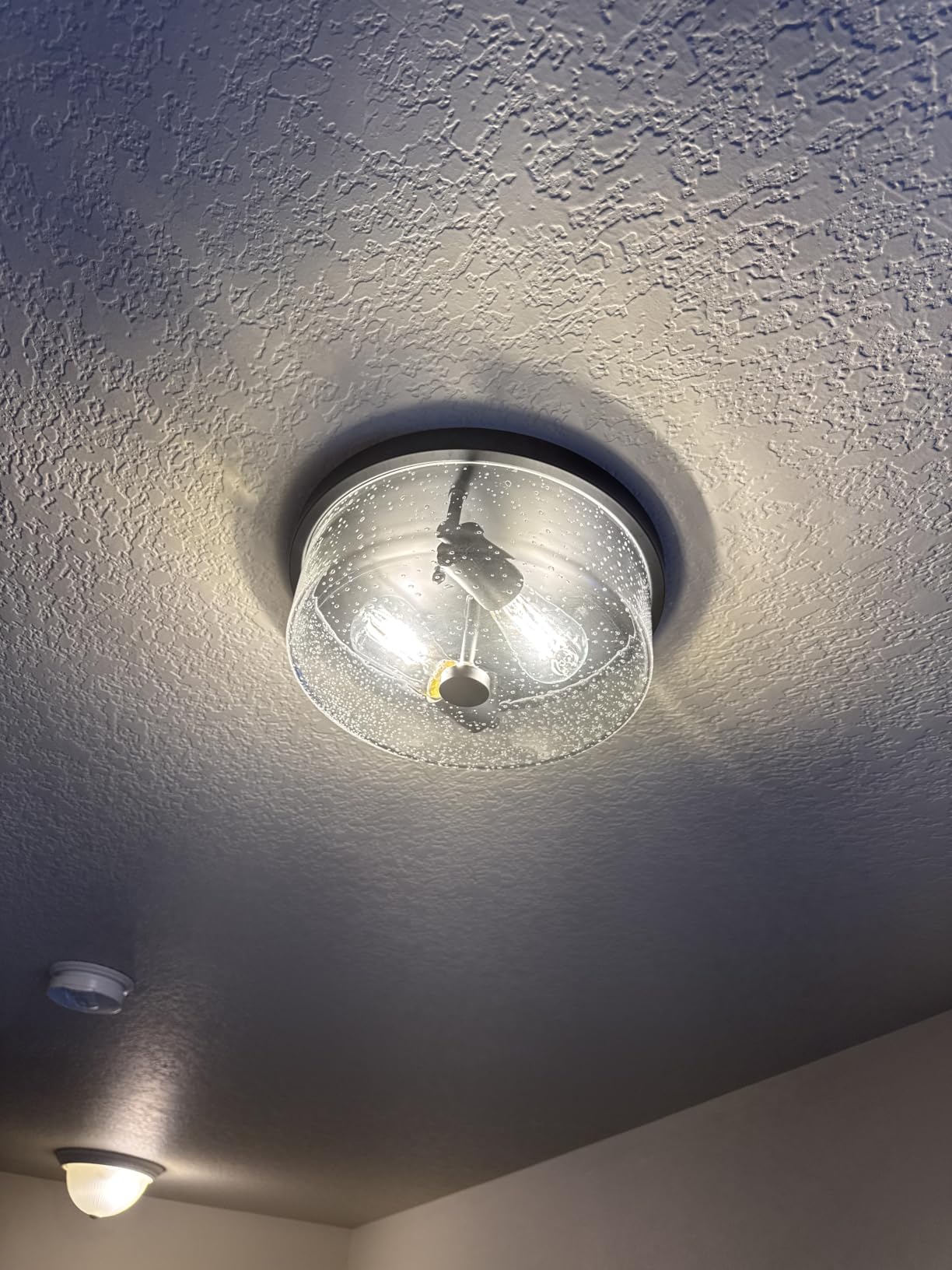 Black Flush Mount Ceiling Light Fixtures, 2-Light Ceiling Mount for Farmhouse with Seeded Glass Lampshade, Industrial Flush Mount Light Fixture for Hallway, Kitchen, Entryway and Foyer customer photo 2