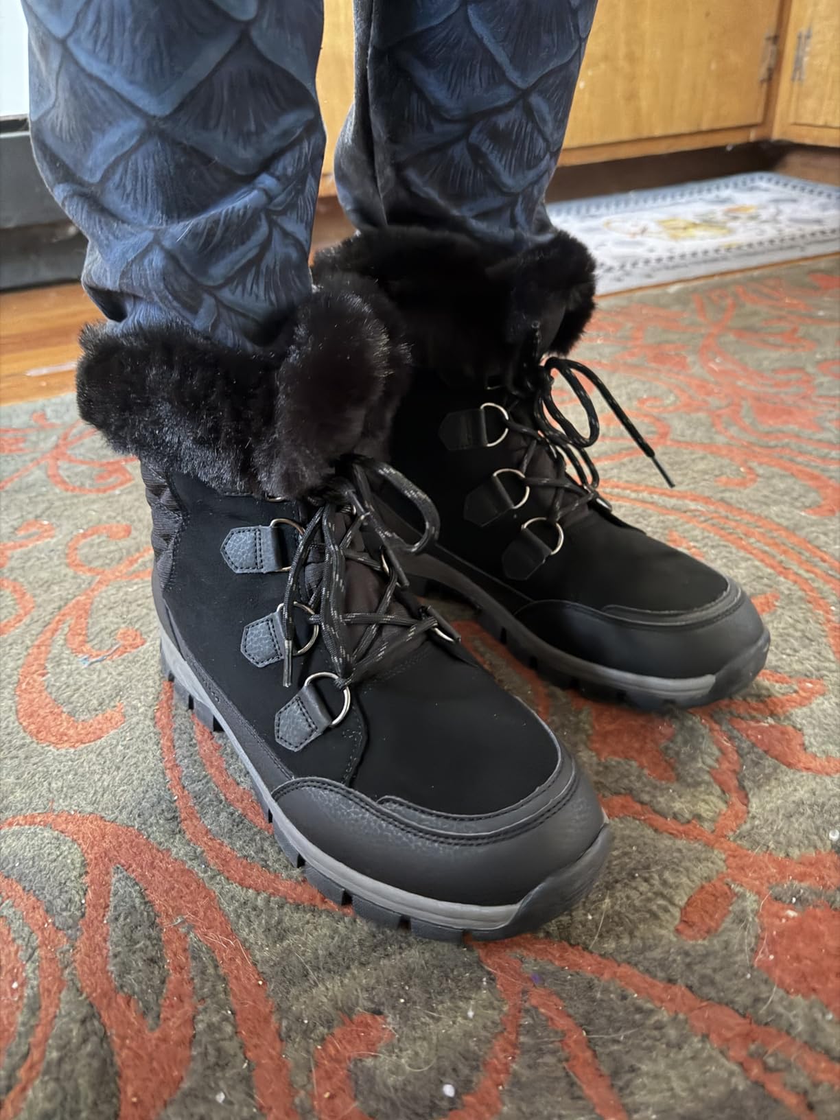 DREAM PAIRS Waterproof Snow Boots for Women, Faux Fur Cozy Warm Insulated Winter Boots Lace Up Mid-Calf Outdoor Shoes for Walking Hiking Hespera customer photo 1