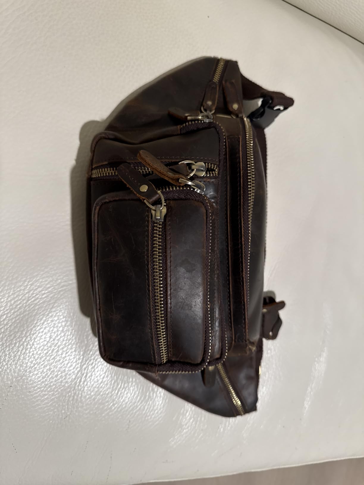 Thick Crazy Horse Leather Hiking Riding Travel Outdoor Belt Fanny Waist Pack Small Phone Pouch For Men Women 380 (The 379 Brown) customer photo 2